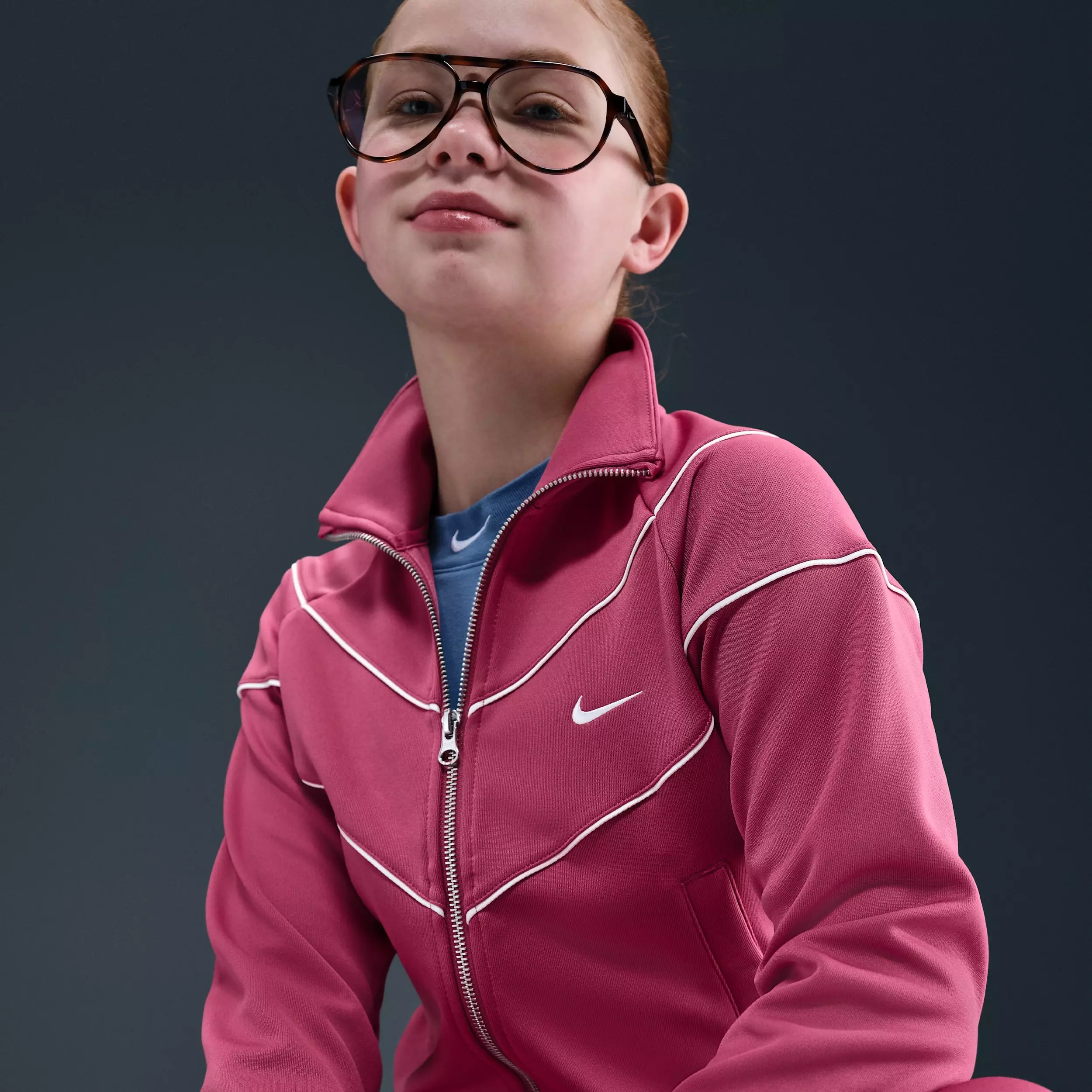 Nike Big Girls' Sportswear Knit Track Jacket - Purple - PURPLE