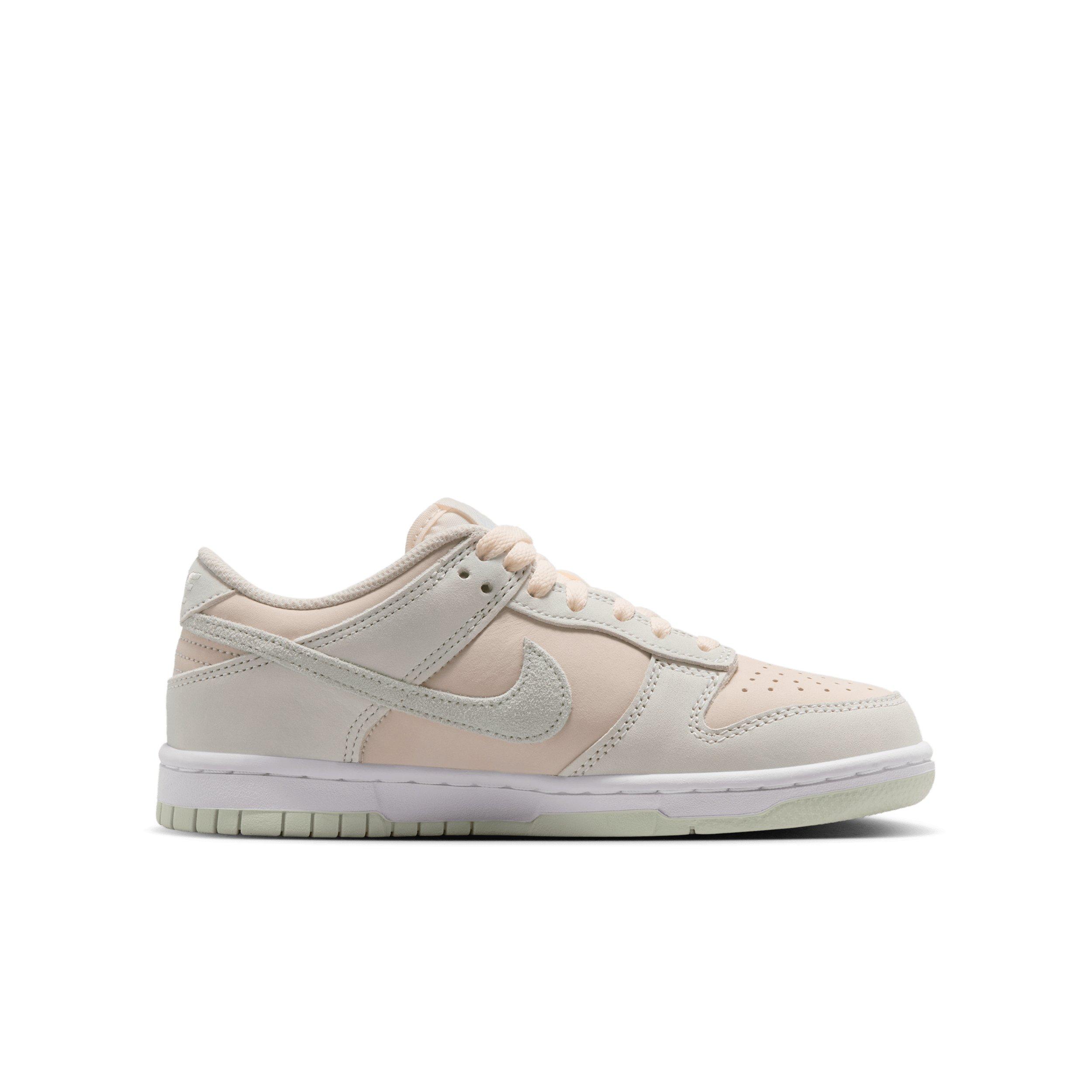 Nike Dunk Low Suede "Chalk/White/Barely Green" Grade School Boys' Shoe - CHALK/WHITE/GREEN Thumbnail View 1