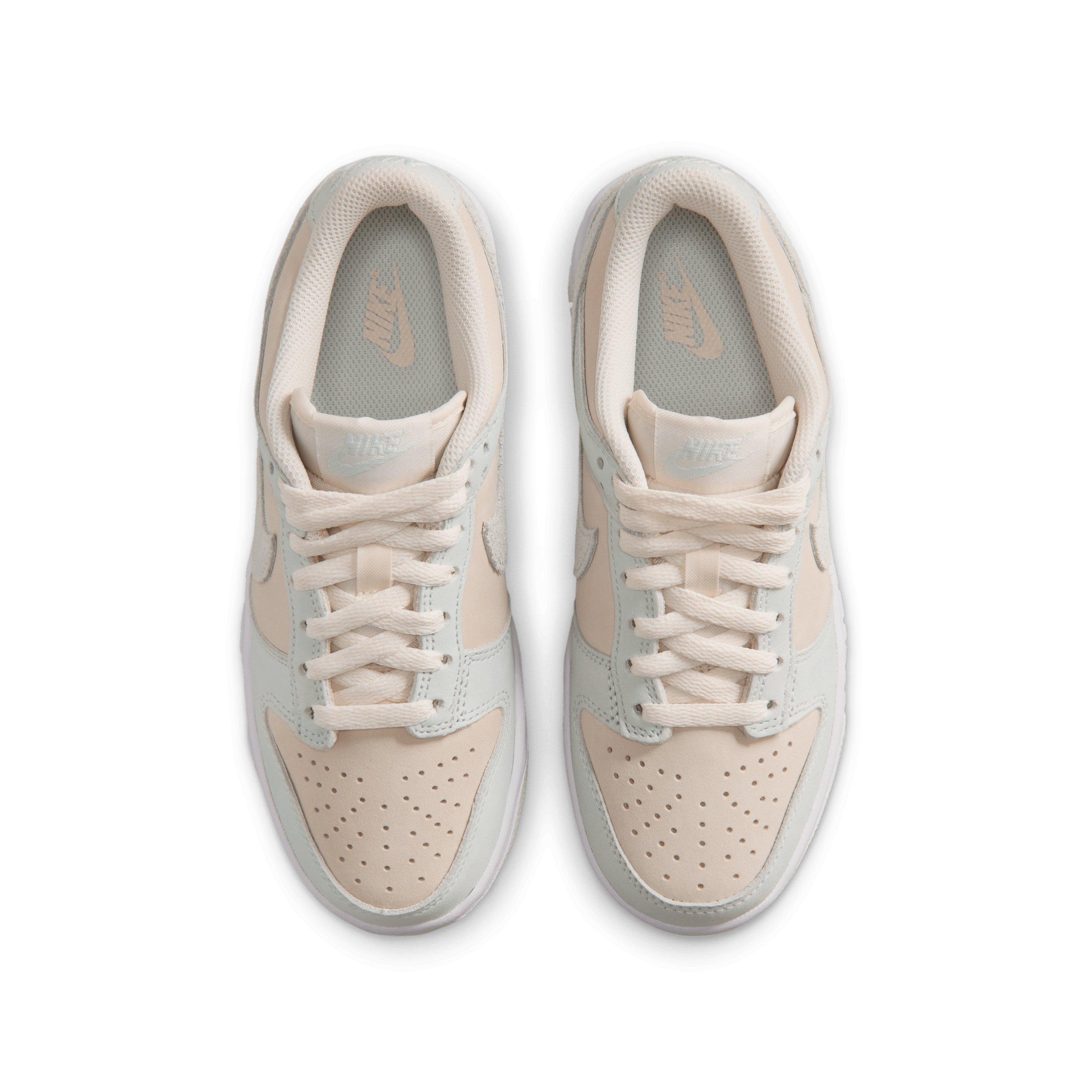 Nike Dunk Low Suede "Chalk/White/Barely Green" Grade School Boys' Shoe - CHALK/WHITE/GREEN Thumbnail View 4