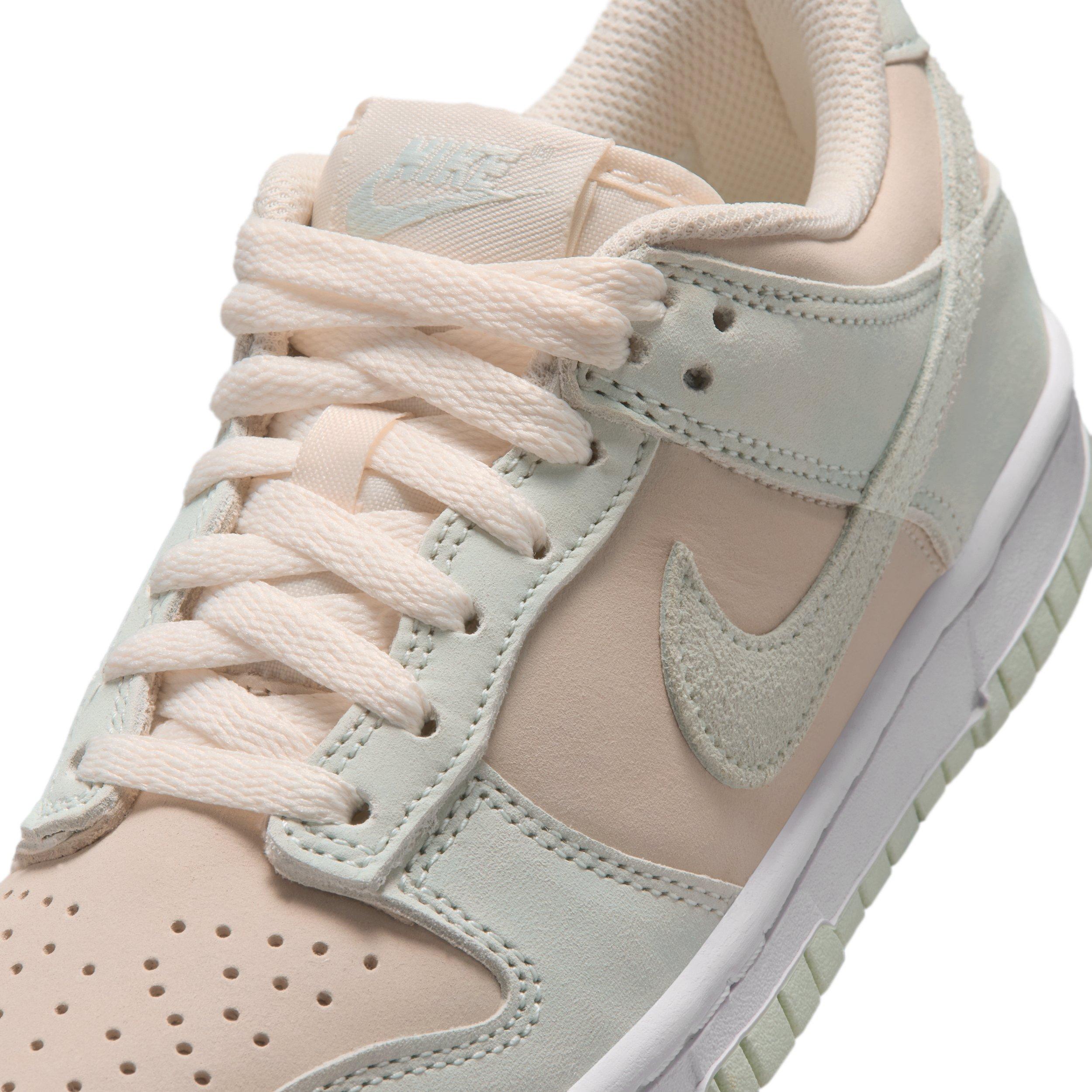 Nike Dunk Low Suede "Chalk/White/Barely Green" Grade School Boys' Shoe - CHALK/WHITE/GREEN Thumbnail View 7