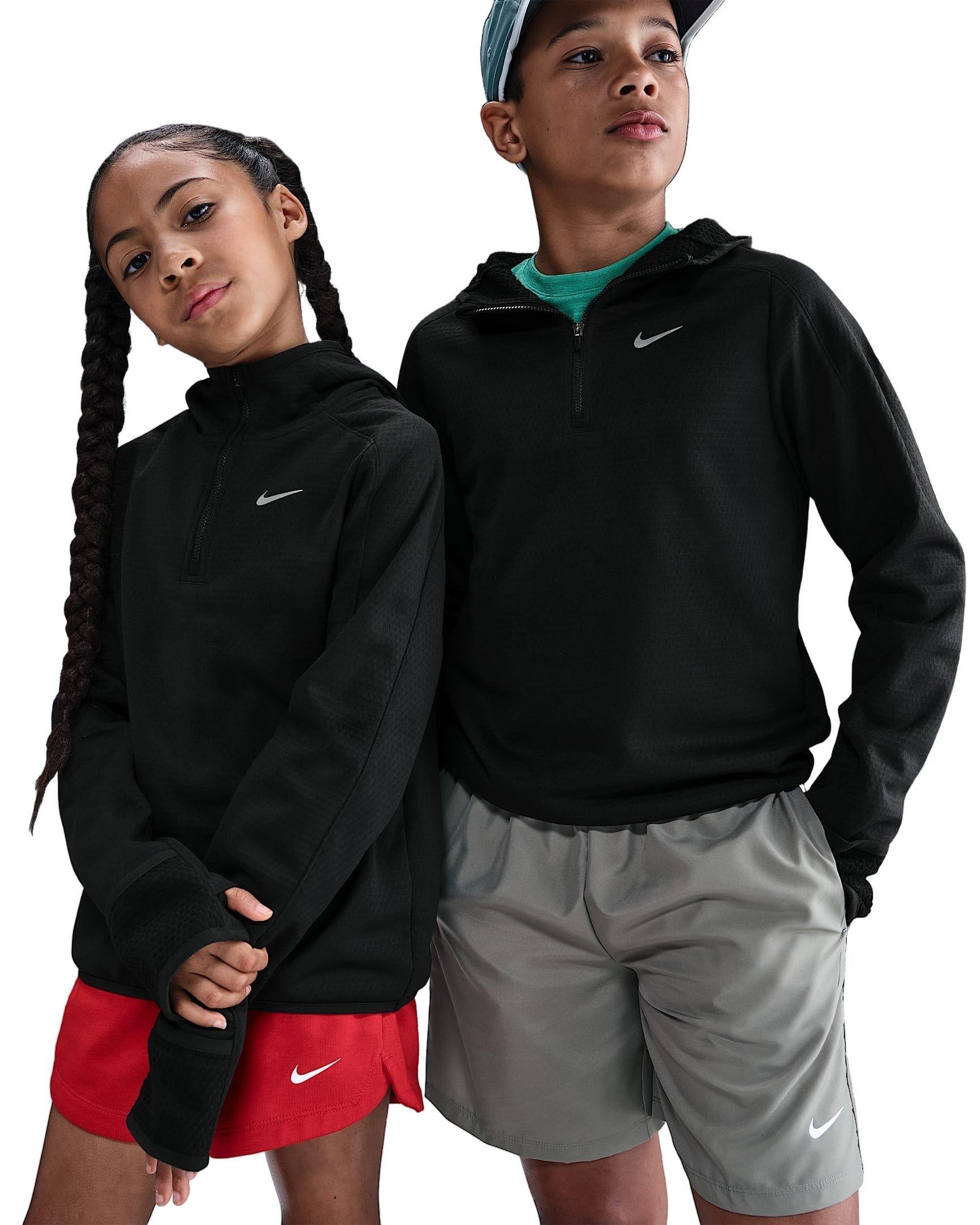 Nike Therma-FIT Hooded Big Kids' Black 1/4 Zip Top