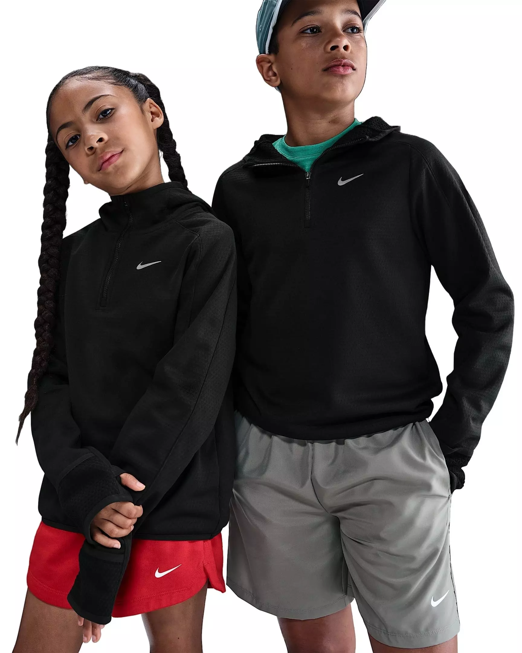 Nike Big Kids' Therma-FIT Hooded 1/4 Zip Top - Black - BLACK
