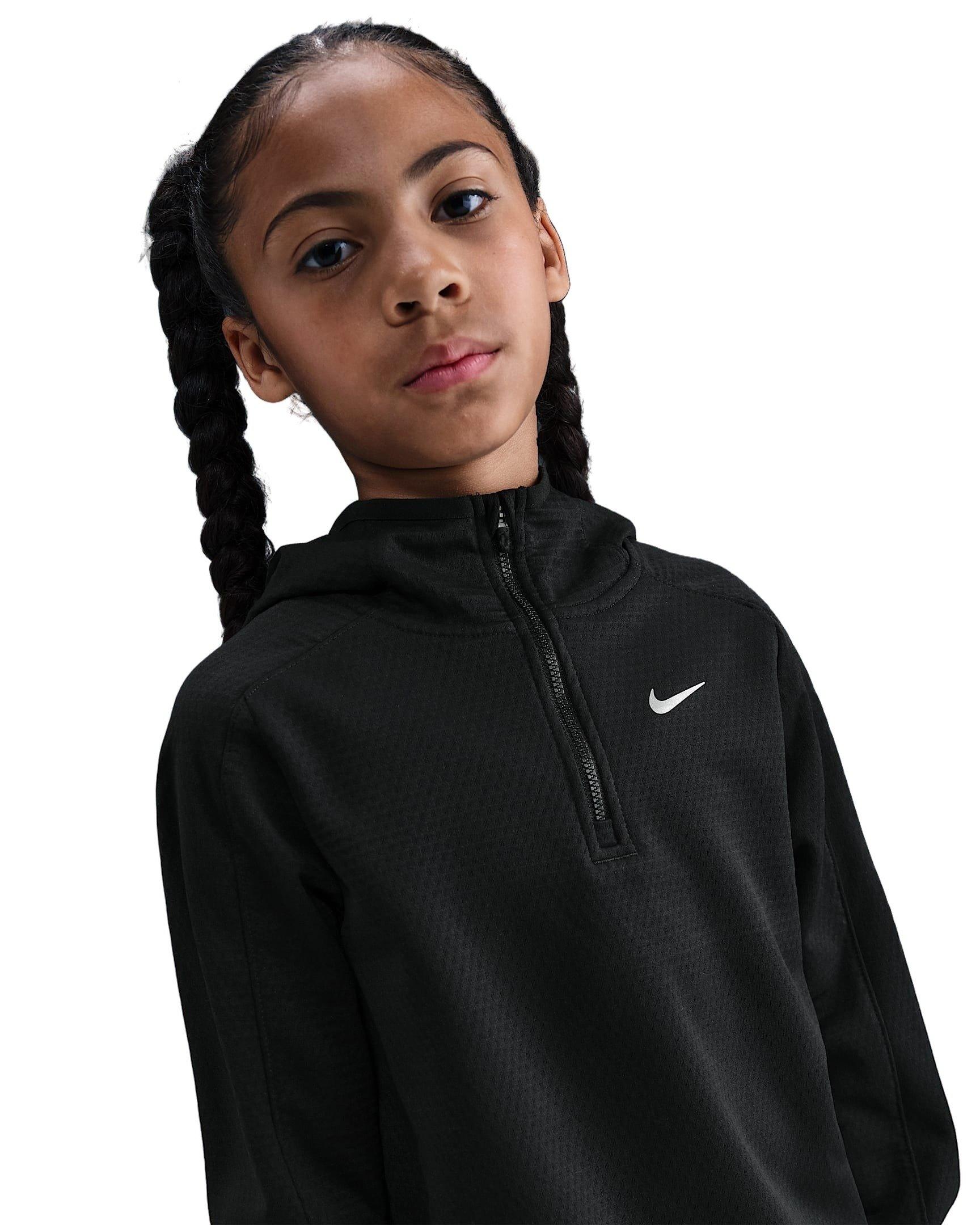 Nike Therma-FIT Hooded Big Kids' Black 1/4 Zip Top