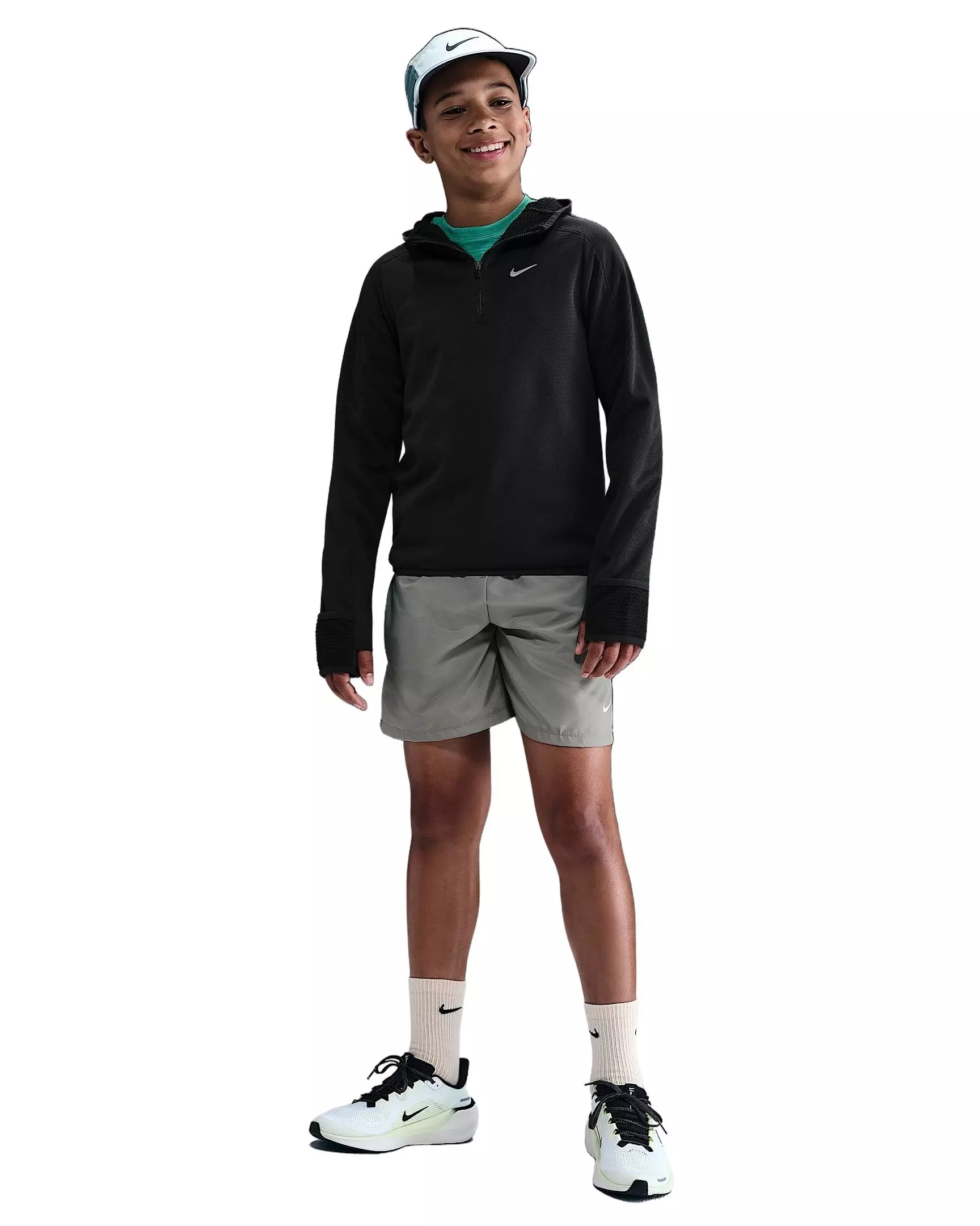 Nike Big Kids' Therma-FIT Hooded 1/4 Zip Top - Black - BLACK