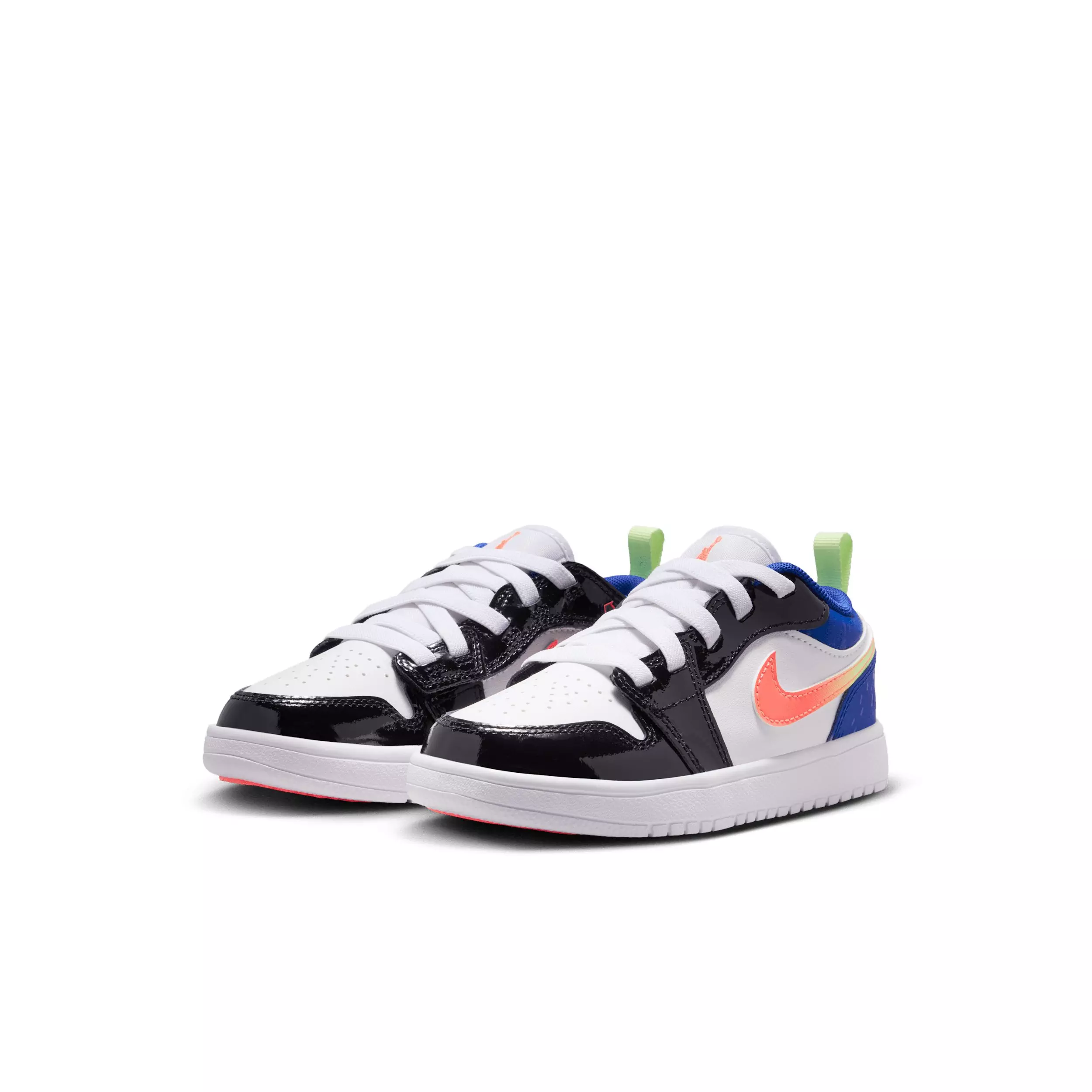 Jordan 1 Low Alt SE "White/Black/Game Royal/Bright Mango" Preschool Girls' Shoe - WHITE/BLACK/ROYAL/MANGO