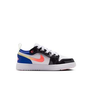 Jordan 1 Low Alt SE "White/Black/Game Royal/Bright Mango" Preschool Girls' Shoe