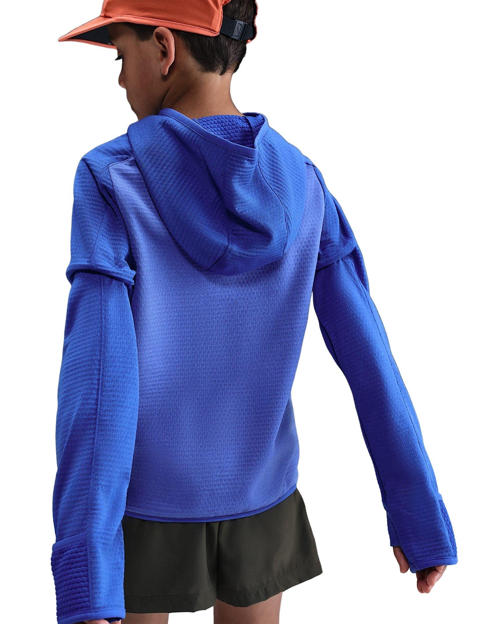 Nike Therma-FIT Hooded Big Kids' Blue 1/4 Zip Top