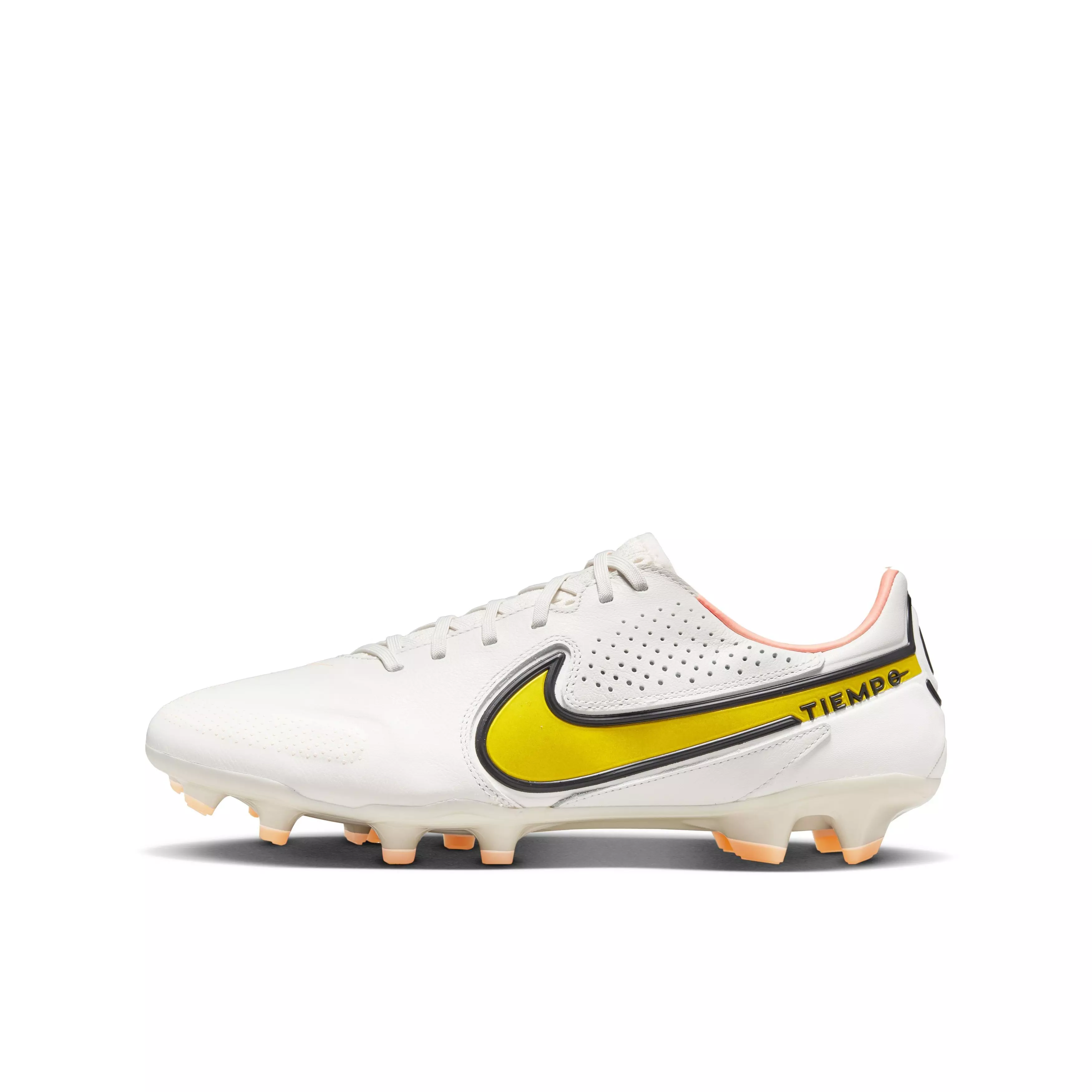 Nike Tiempo Legend 9 Pro FG "Phantom/Yellow Strike-Sunset Glow" Grade School Kids' Soccer Cleat - GREY/YELLOW