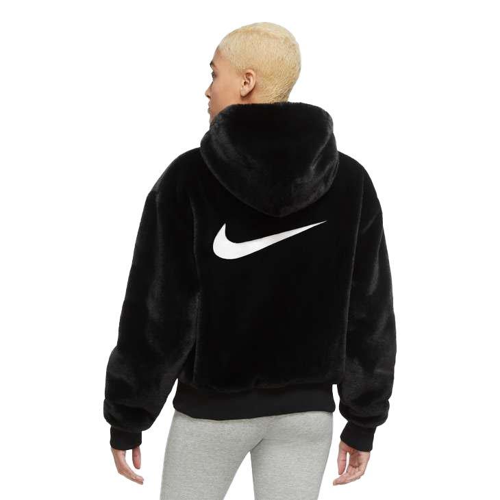 Nike Women's Sportswear Essentials Graphics Faux Fur Jacket (Plus