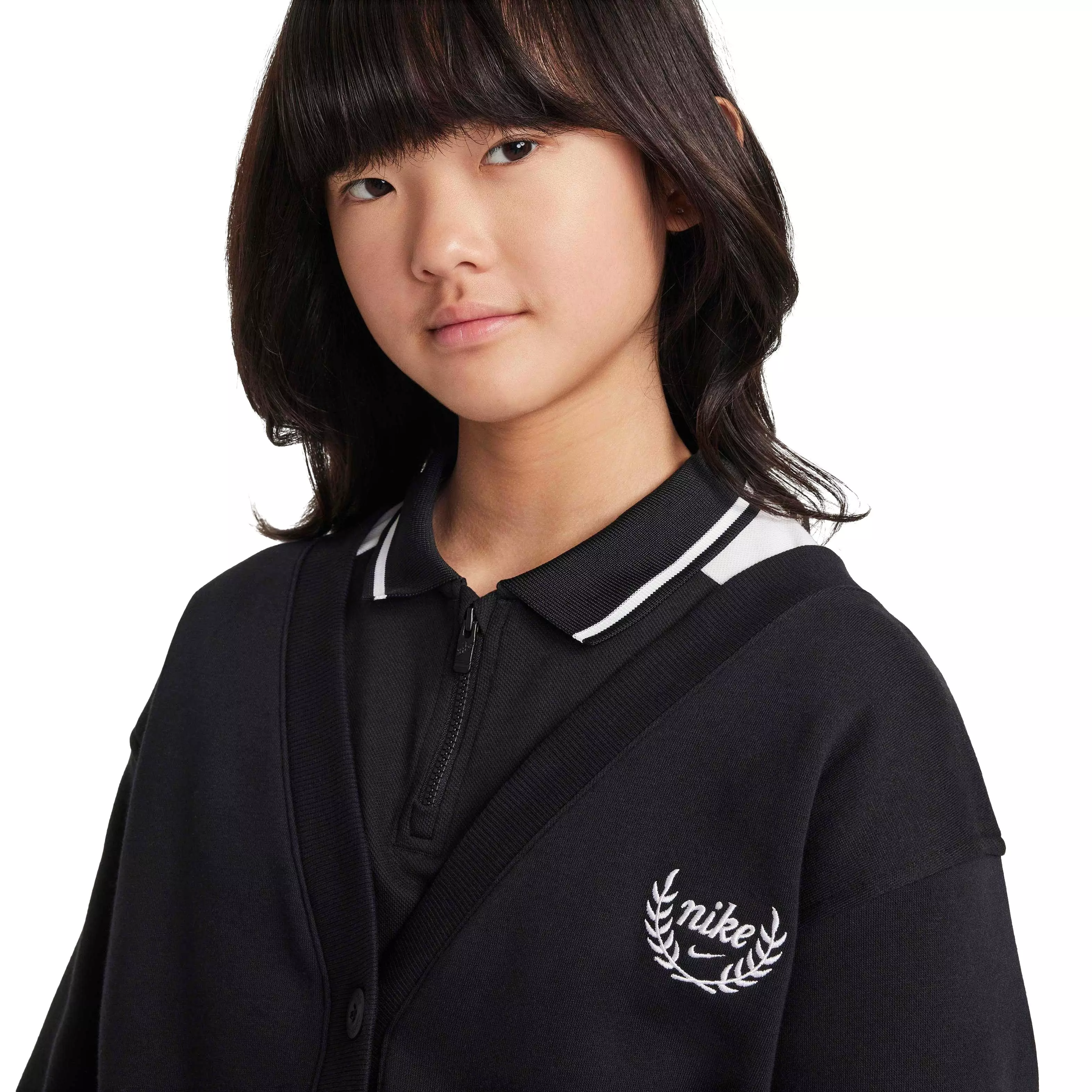 Nike Big Girls' Sportswear Club Fleece Cardigan - BLACK
