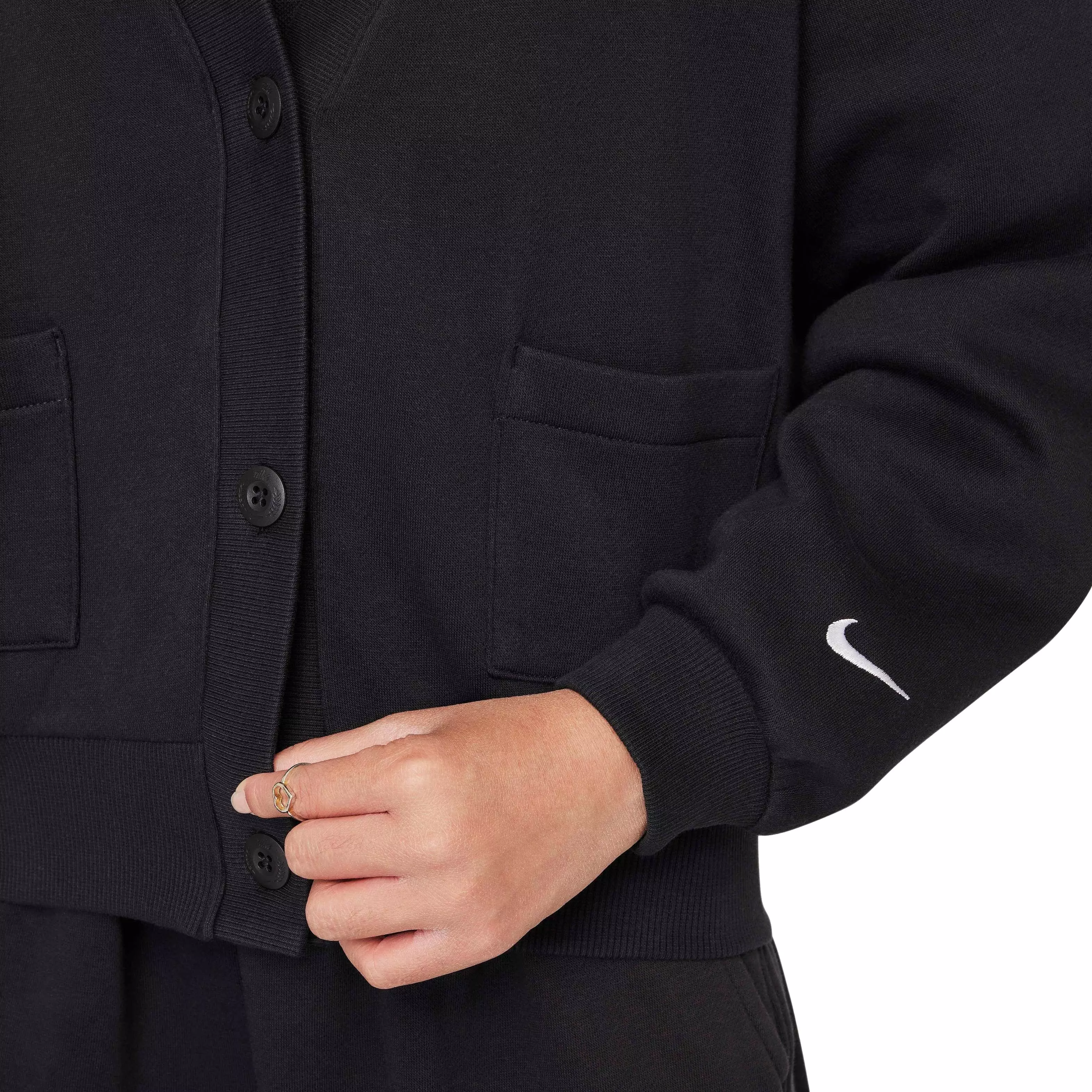 Nike Big Girls' Sportswear Club Fleece Cardigan - BLACK