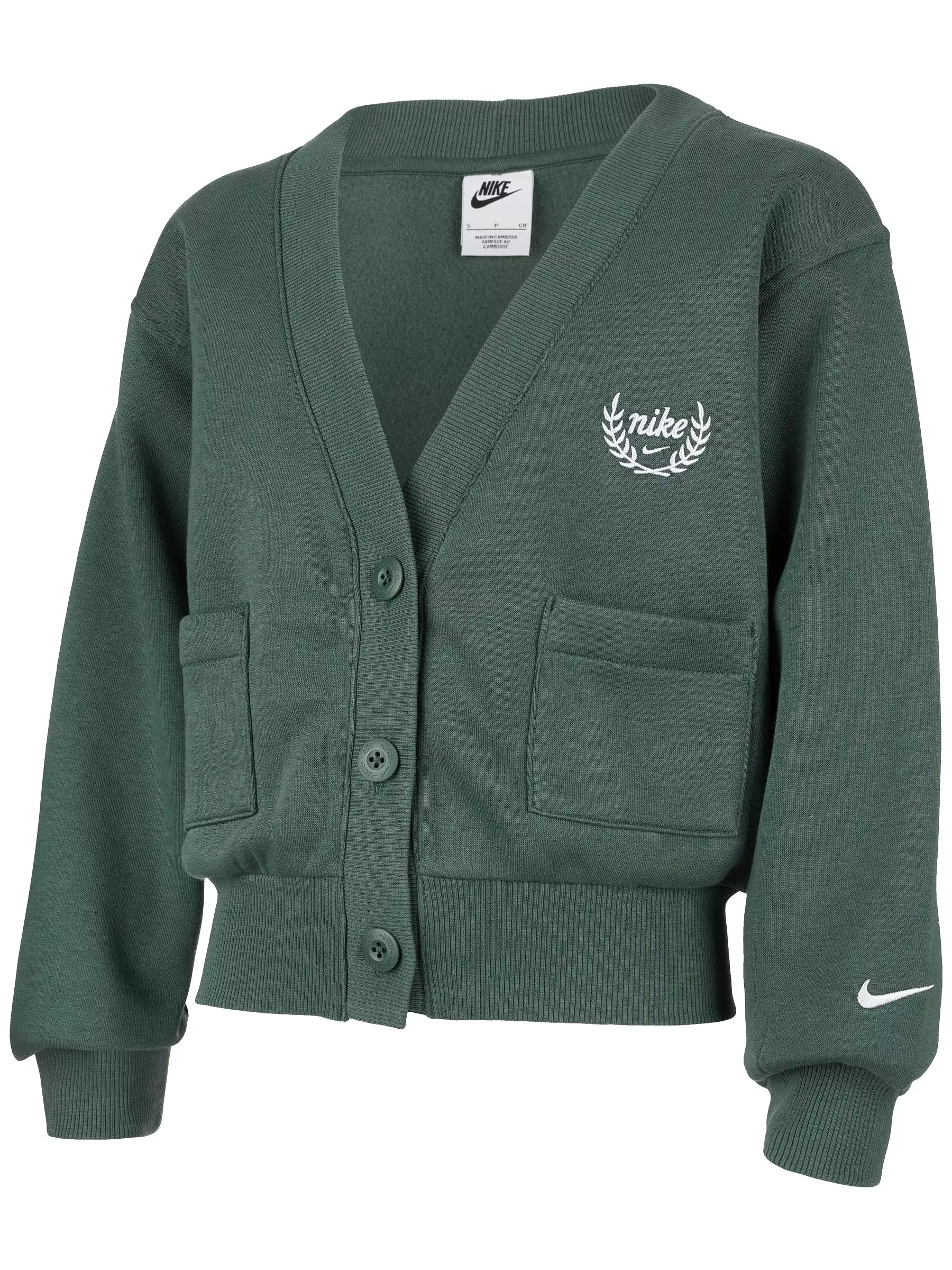 Nike Big Girls' Sportswear Club Fleece Cardigan - GREEN