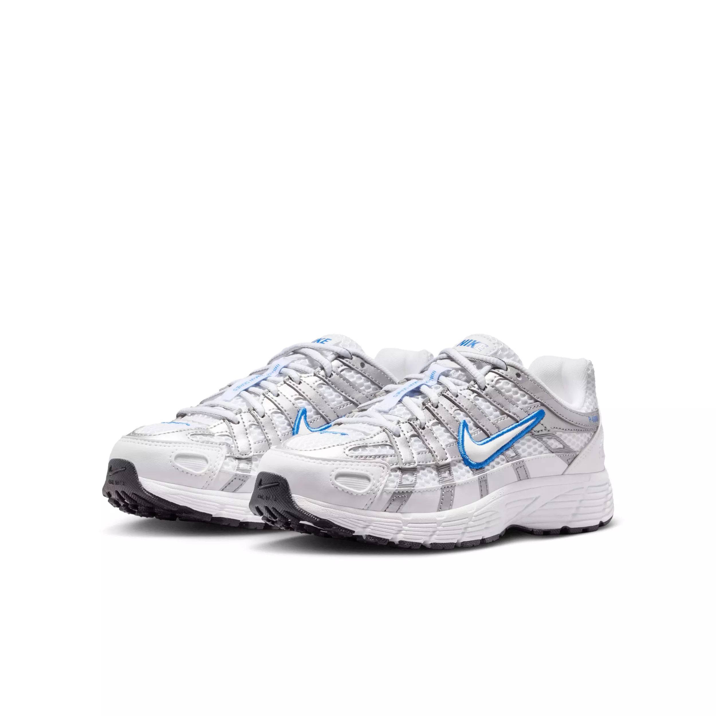 Nike P-6000 "White/Blue Crystal/Metallic Silver/White" Grade School Boys' Shoe - WHITE/BLUE/SILVER/WHITE