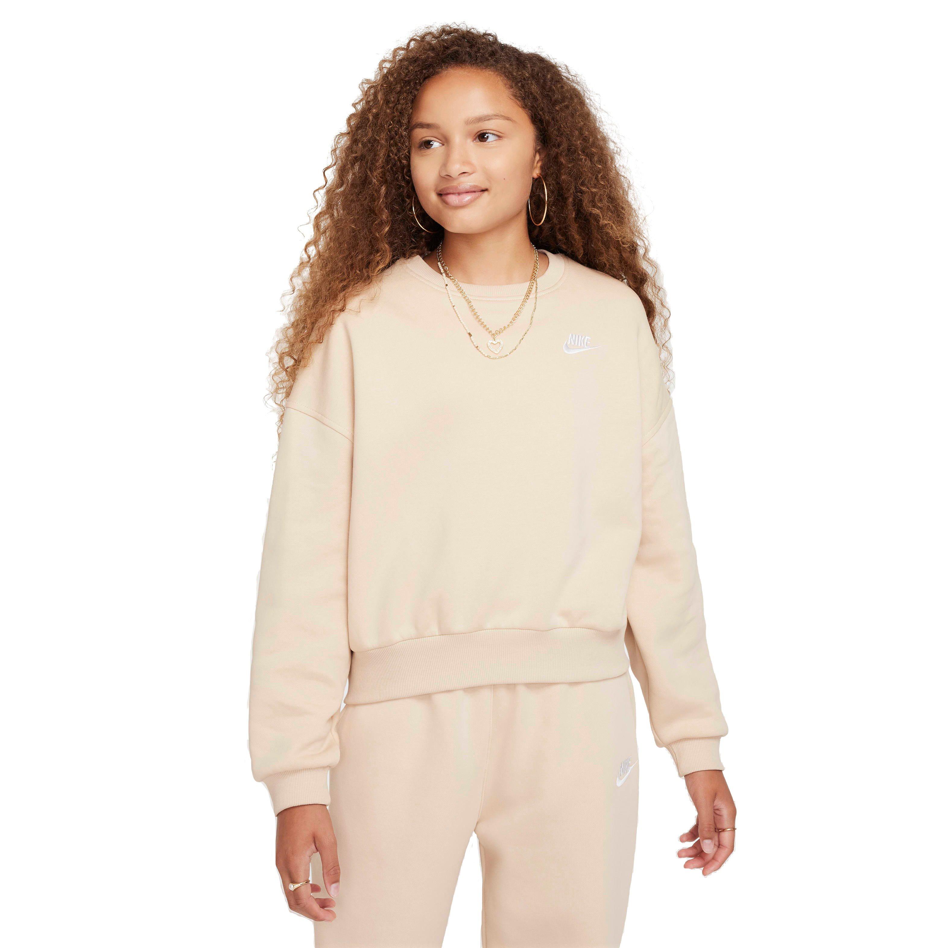 Nike Big Girls' Sportswear Club Fleece Boxy Crew-Neck Sweatshirt - SANDDRIFT