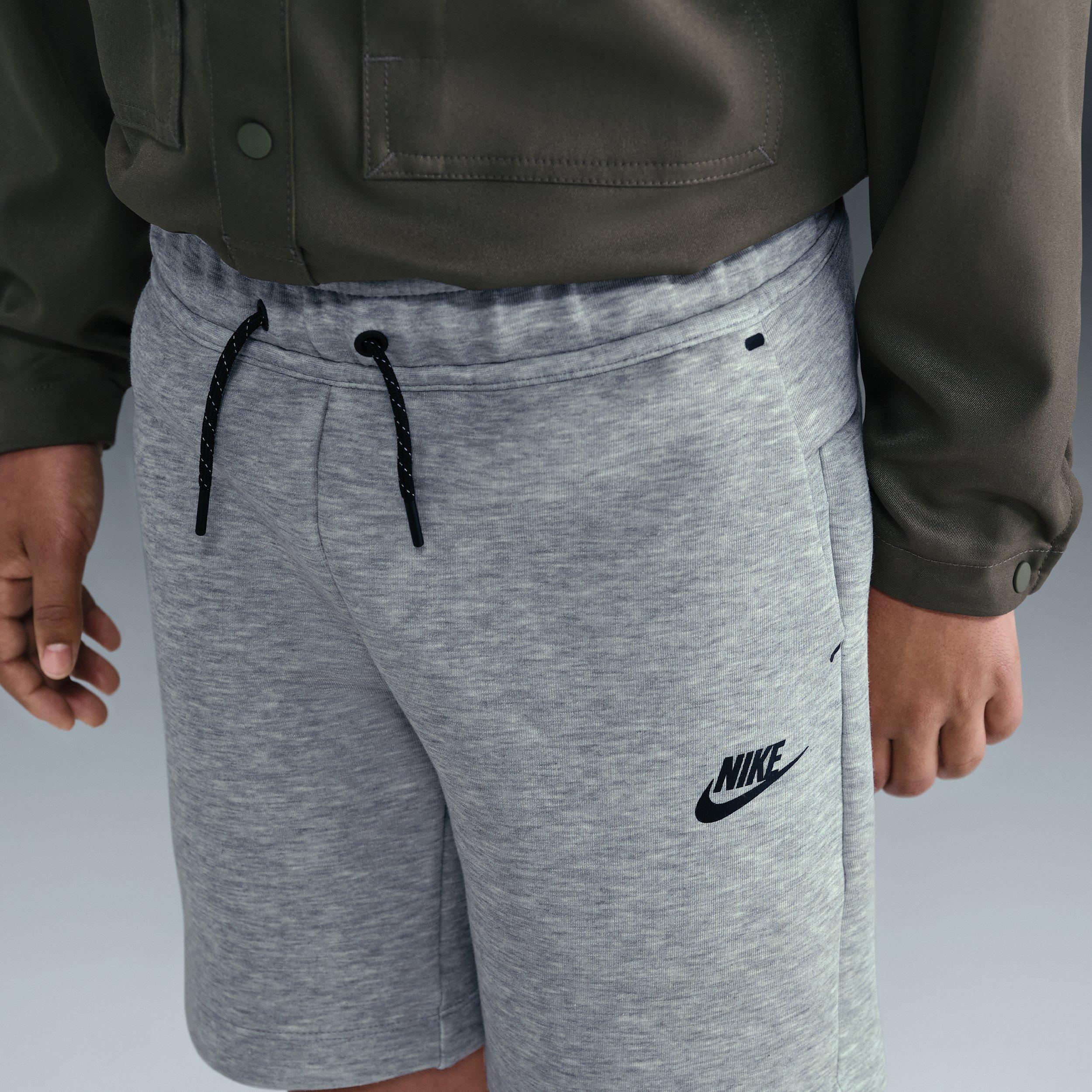 Nike Big Boys' Sportswear Tech Fleece Shorts - Dark Grey Heather - DARK GREY HEATHER Thumbnail View 3