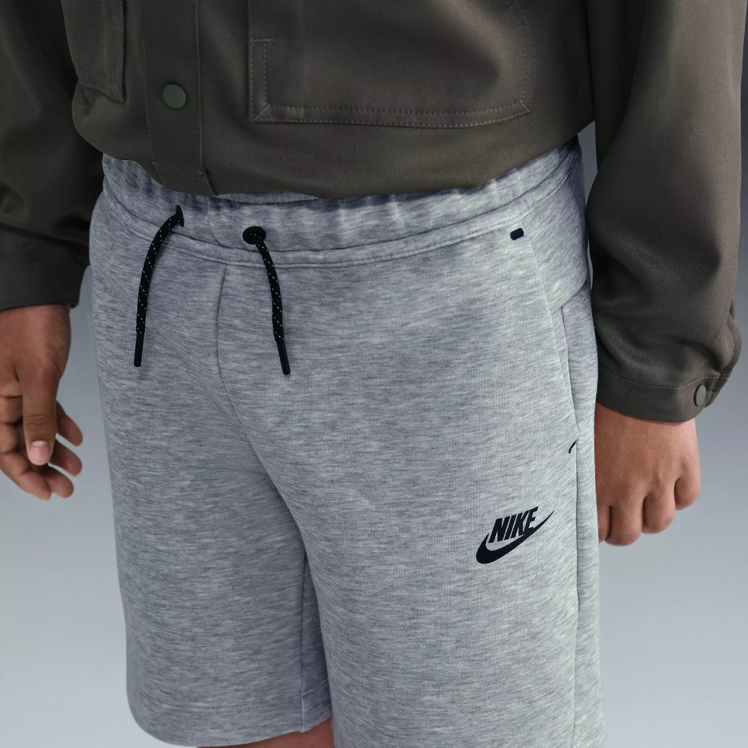 Nike Big Boys' Sportswear Tech Fleece Shorts - Dark Grey Heather - DARK GREY HEATHER
