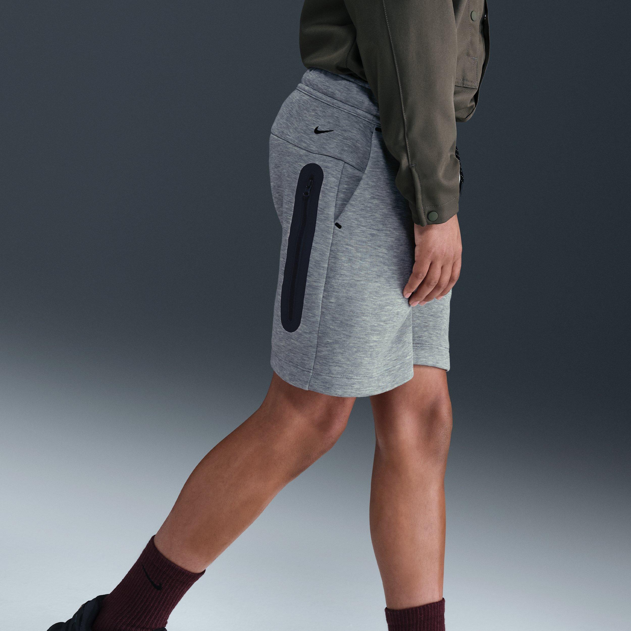 Nike Big Boys' Sportswear Tech Fleece Shorts - Dark Grey Heather - DARK GREY HEATHER Thumbnail View 4