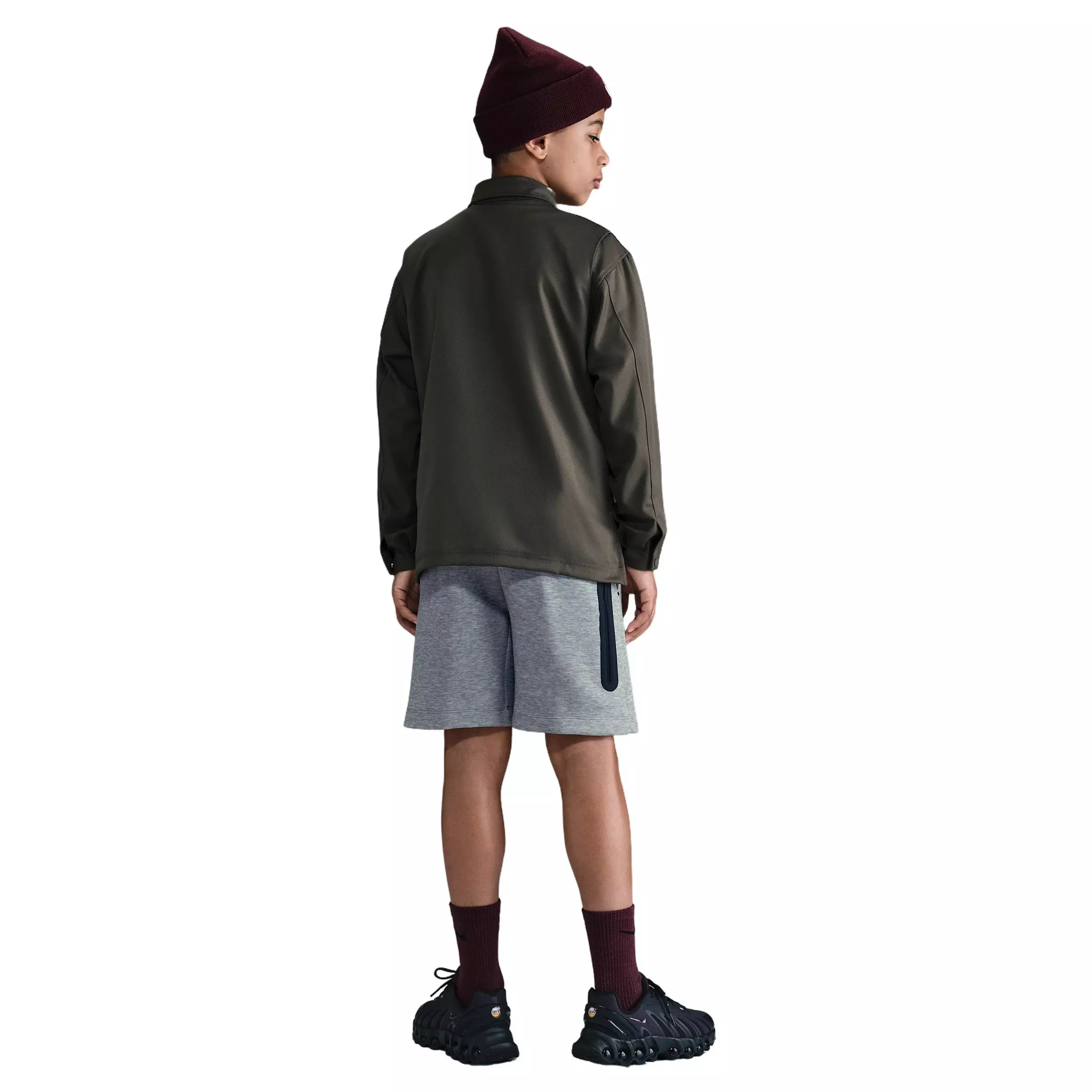 Nike Big Boys' Sportswear Tech Fleece Shorts - Dark Grey Heather - DARK GREY HEATHER