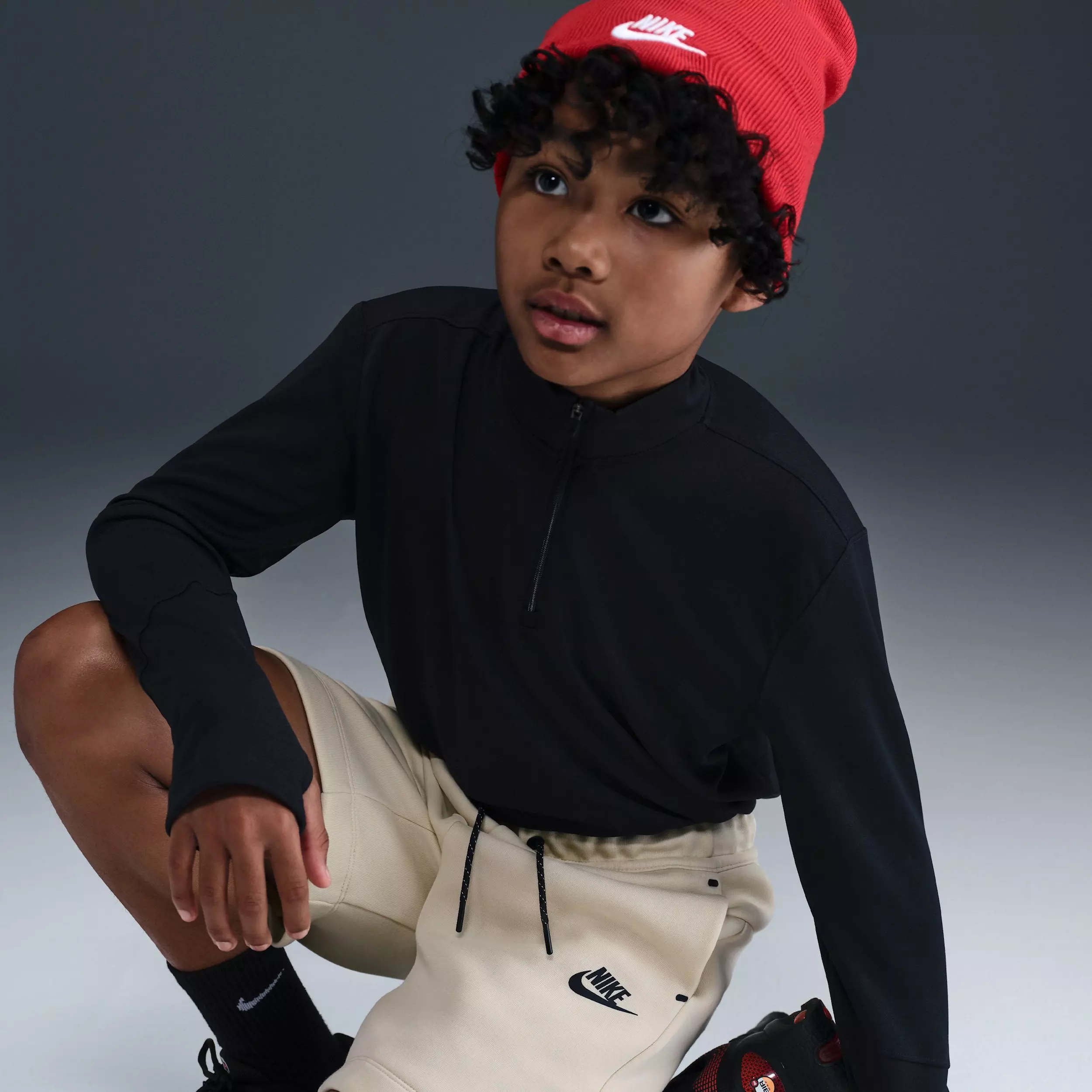 Nike Big Boys' Sportswear Tech Fleece Shorts - Light Brown - LIGHT BROWN