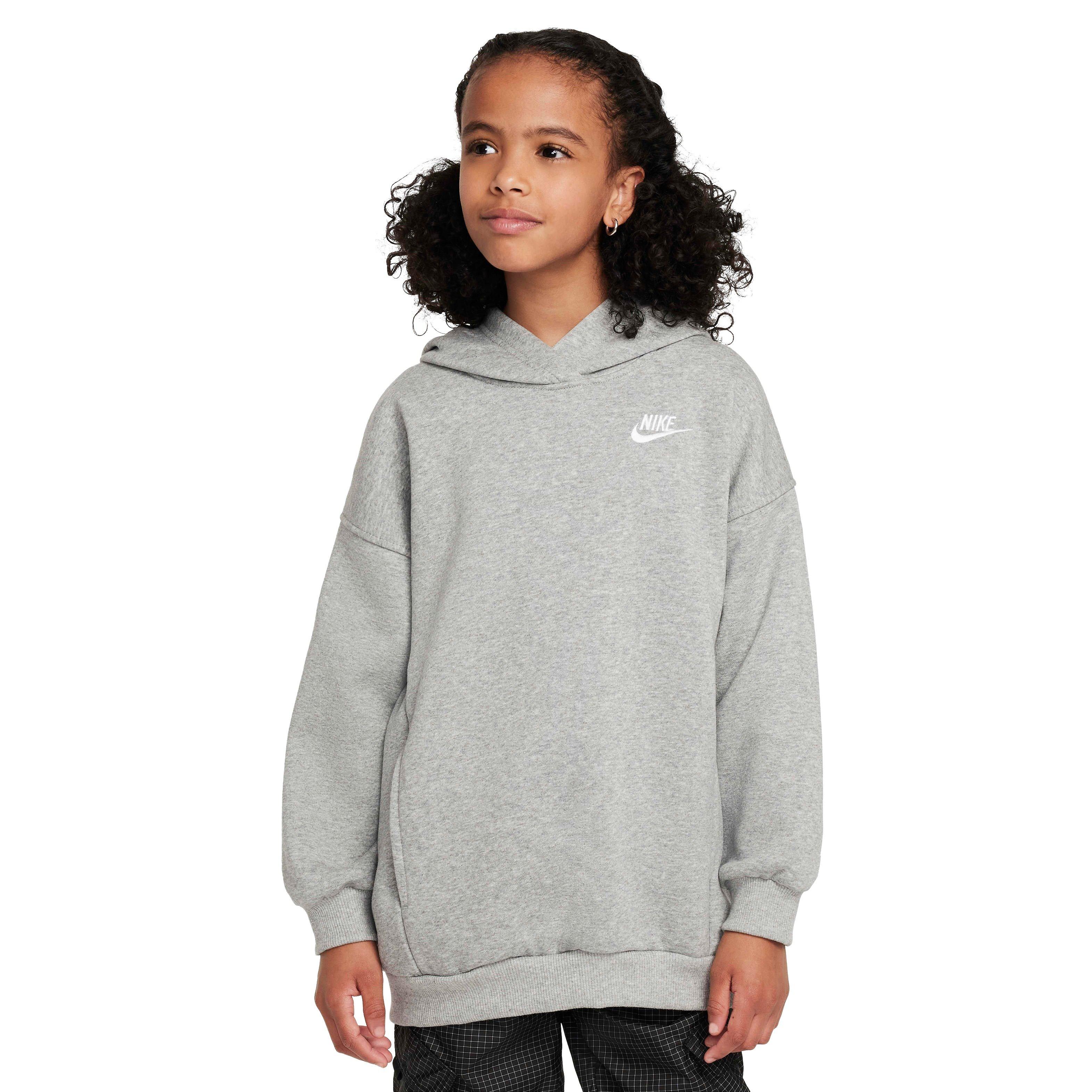 Nike Big Kids' Sportswear Club Fleece Oversized Pullover Hoodie - DK GREY