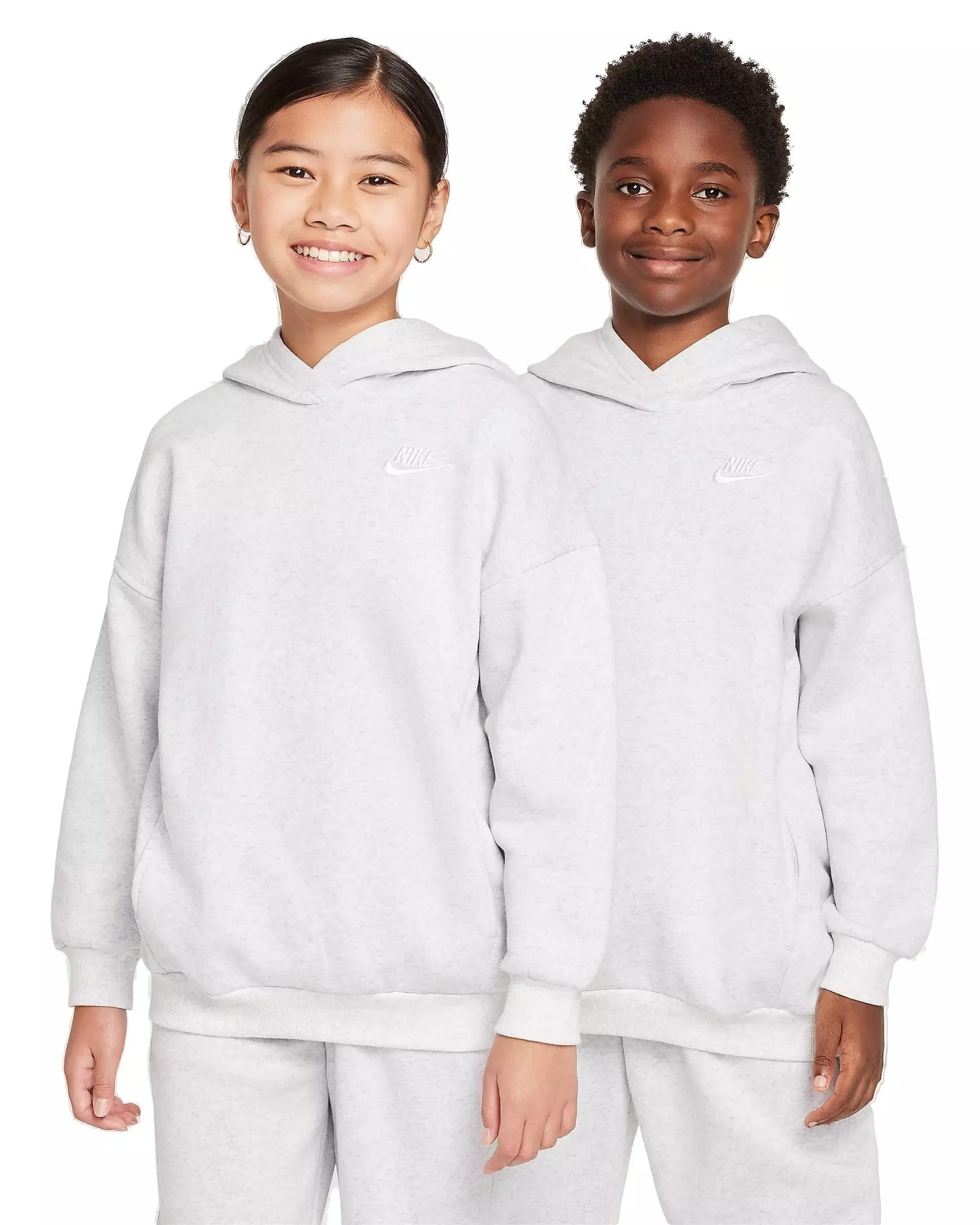 Nike Big Kids' Sportswear Club Fleece Oversized Pullover Hoodie - BIRCH HEATHER