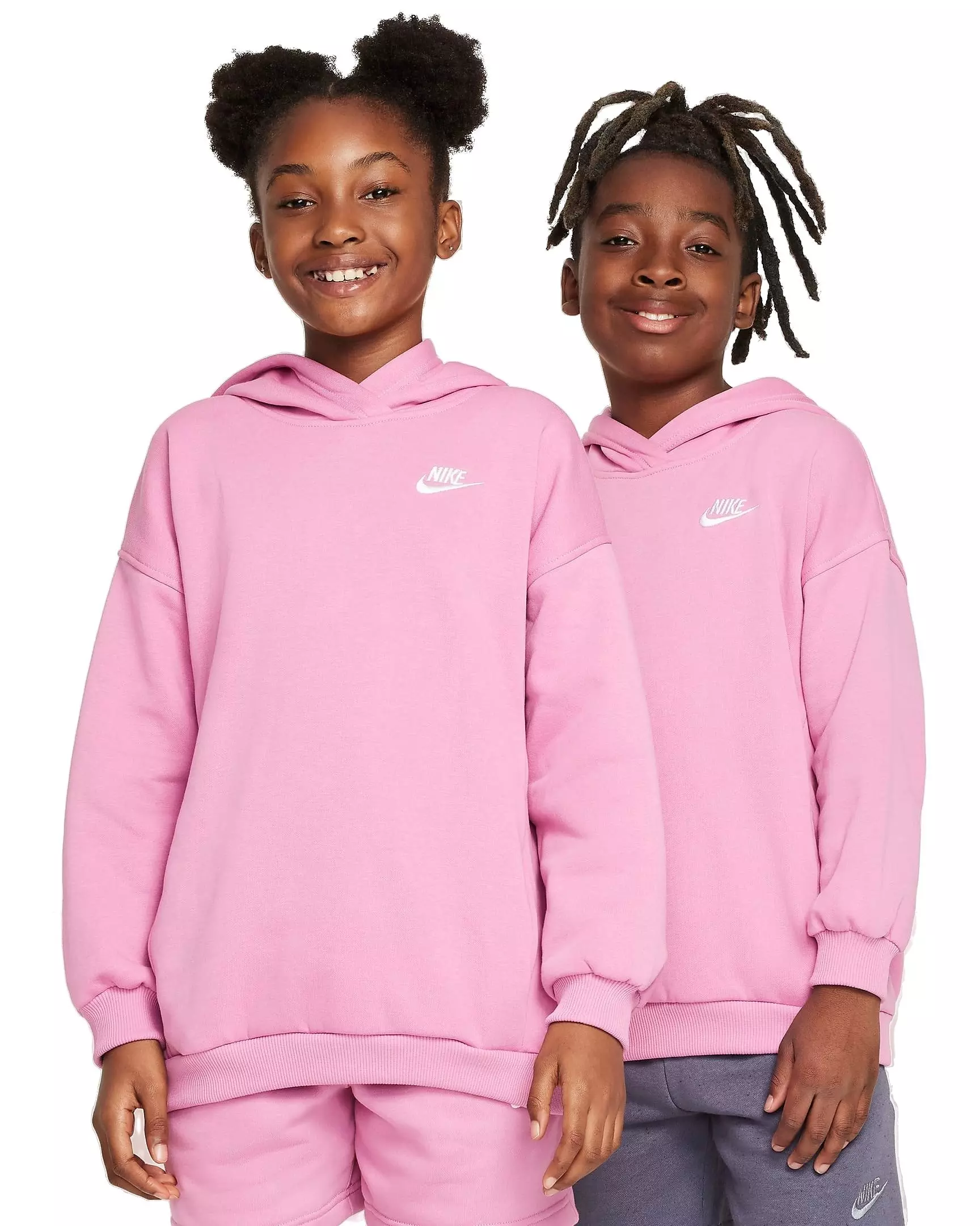 Nike Big Kids' Sportswear Club Fleece Oversized Pullover Hoodie - PINK/WHITE
