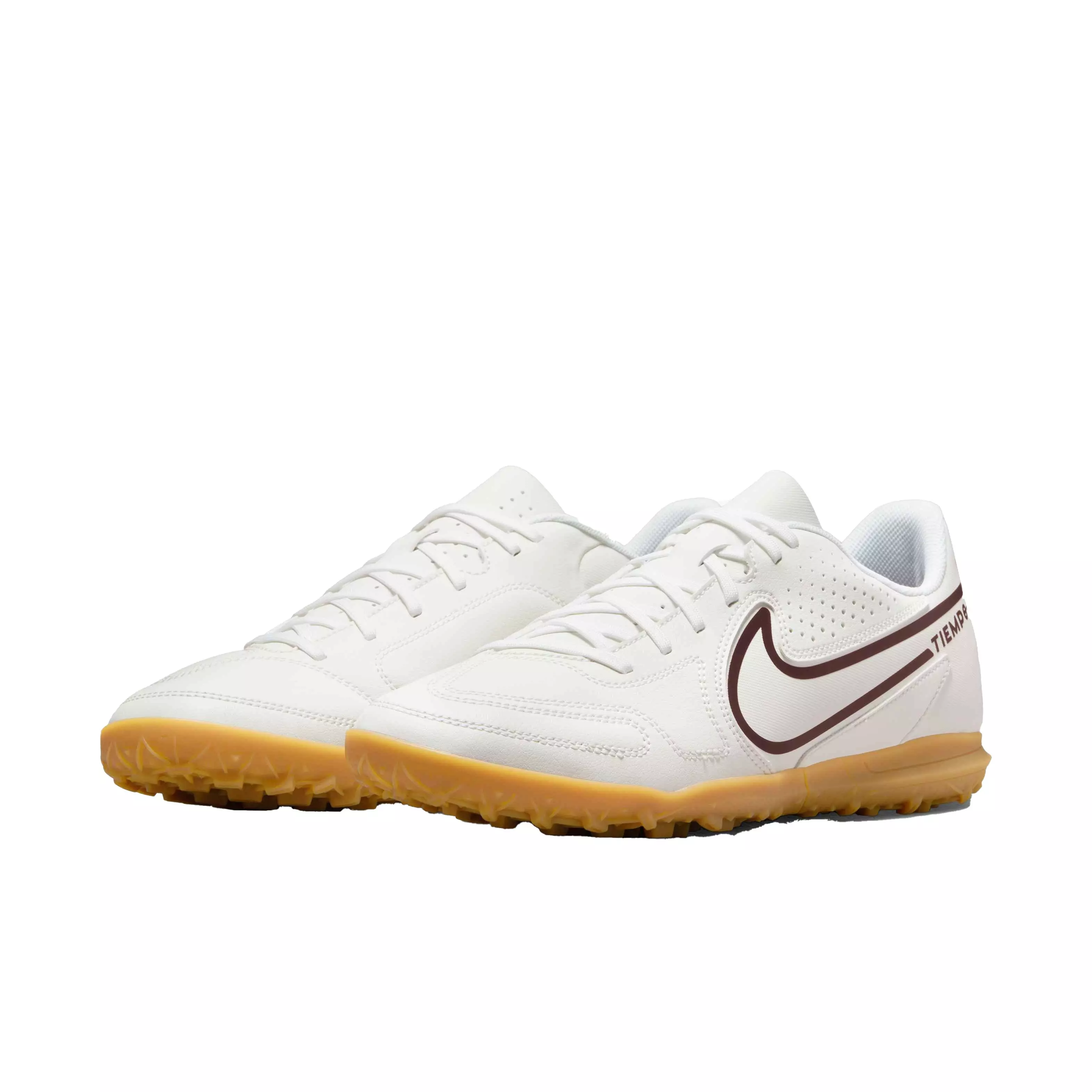 Nike Tiempo Legend 9 Club Turf "Sail/Dk Beetroot-Lt Brown" Grade School Kids' Soccer Shoe - SAIL/DK BEETROOT