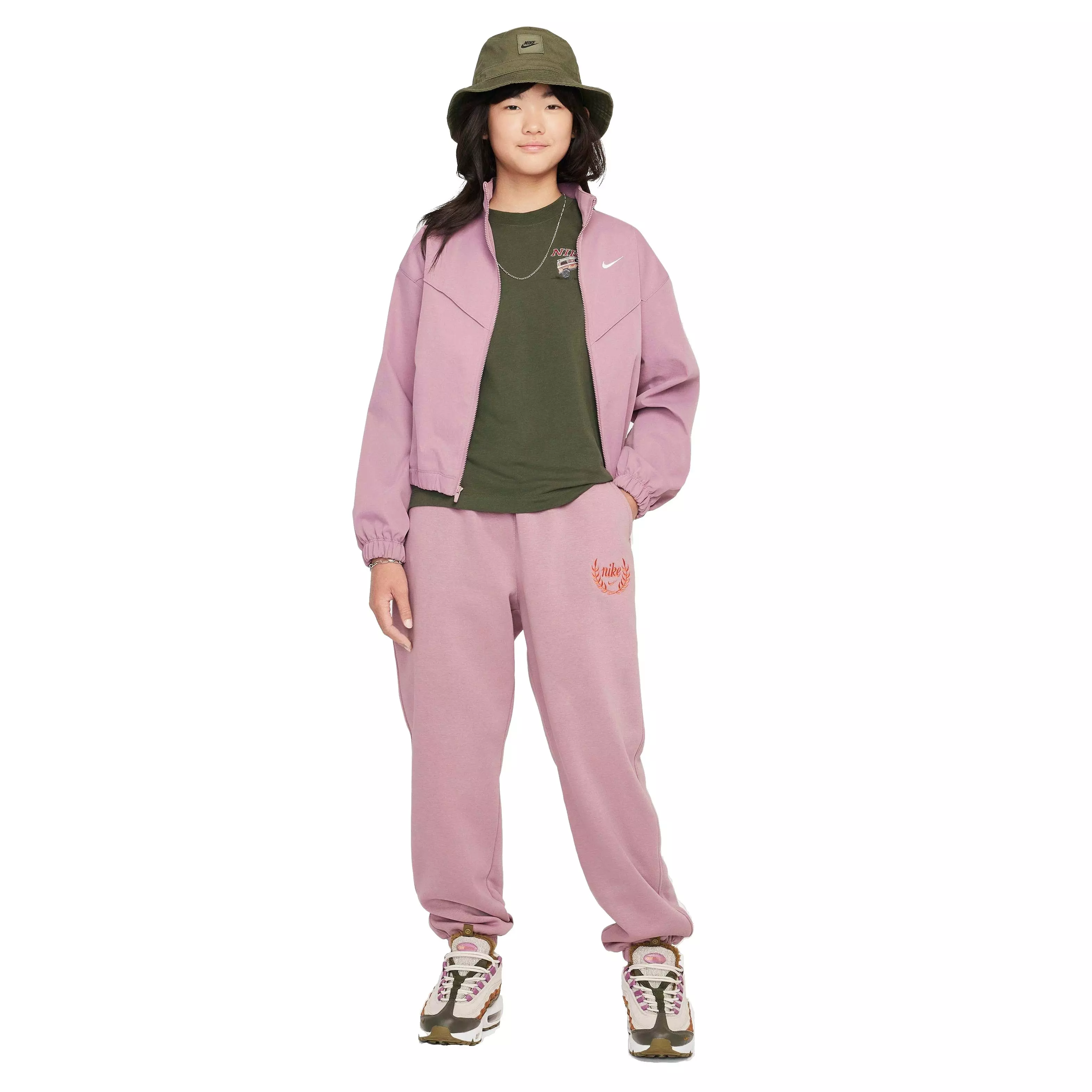 Nike Big Girls' Sportswear Club Fleece Loose Pants - PLUM