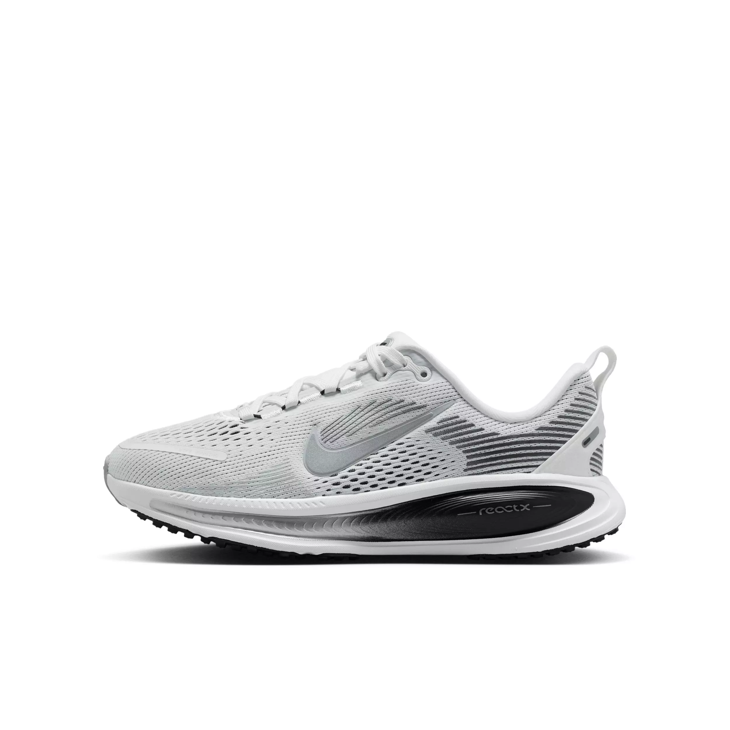Nike Vomero 18 "Summit White/Black/Off White/Metallic Silver" Grade School Boys' Running Shoe - WHITE/BLACK/OFF WHITE/SILVER