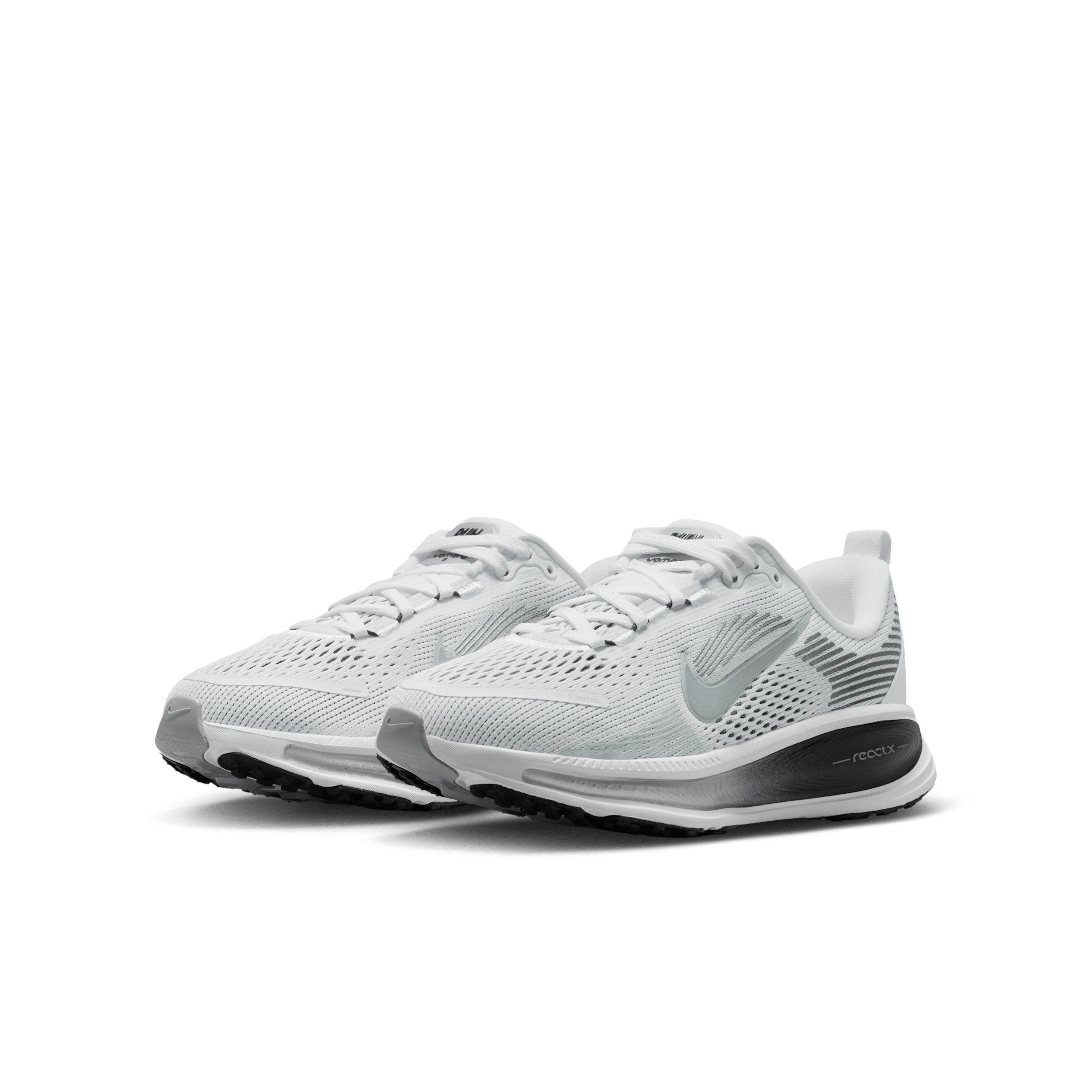 Nike Vomero 18 "Summit White/Black/Off White/Metallic Silver" Grade School Boys' Running Shoe - WHITE/BLACK/OFF WHITE/SILVER Thumbnail View 3
