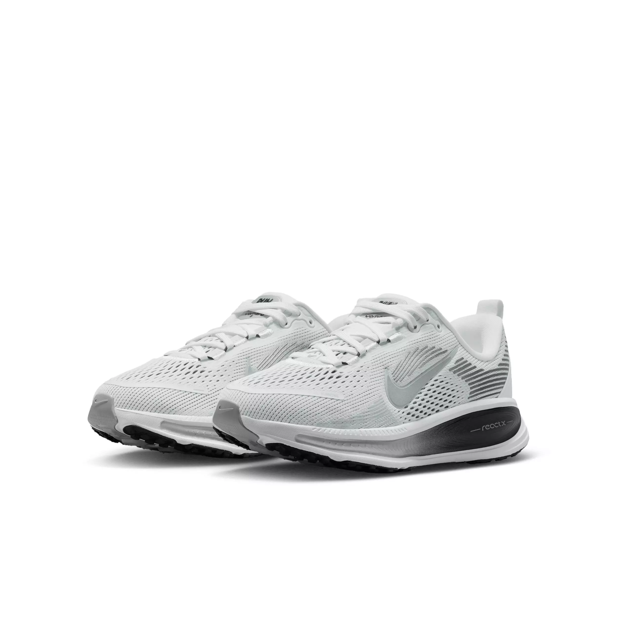 Nike Vomero 18 "Summit White/Black/Off White/Metallic Silver" Grade School Boys' Running Shoe - WHITE/BLACK/OFF WHITE/SILVER