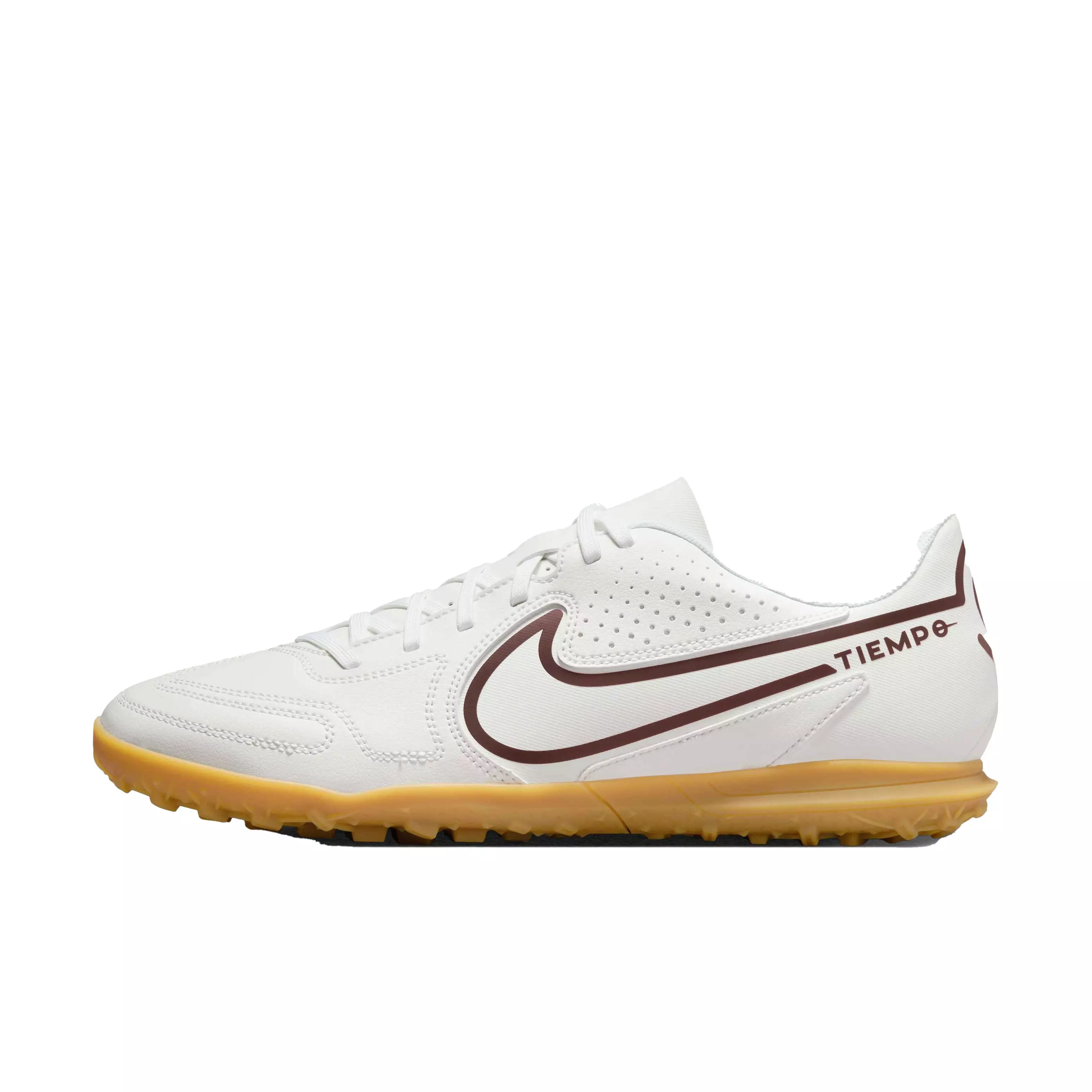 Nike Tiempo Legend 9 Club Turf "Sail/Dk Beetroot-Lt Brown" Men's Soccer Shoe - SAIL/DK BEETROOT