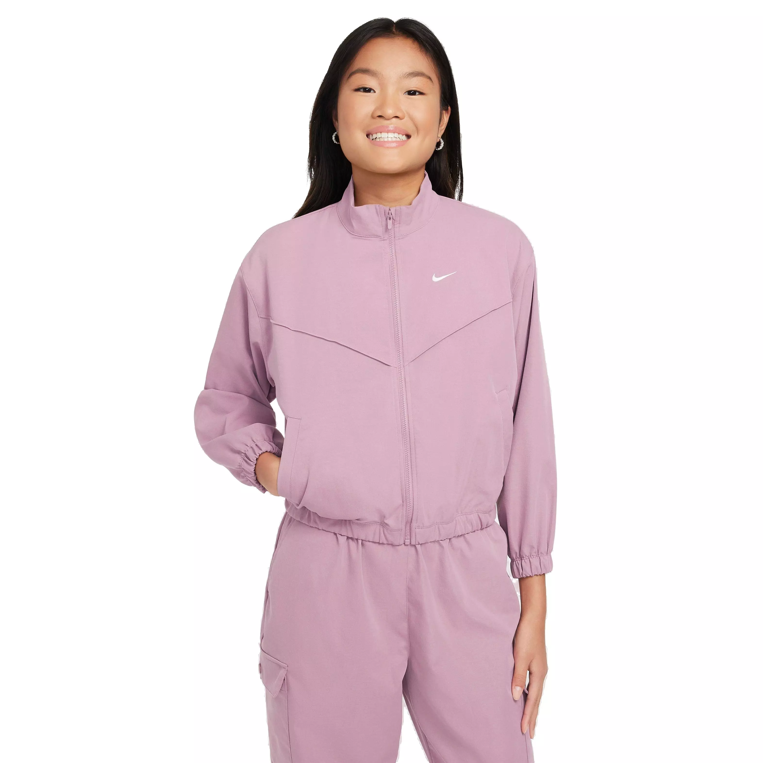 Nike Big Girls' Sportswear Oversized Lightweight Jacket - PLUM