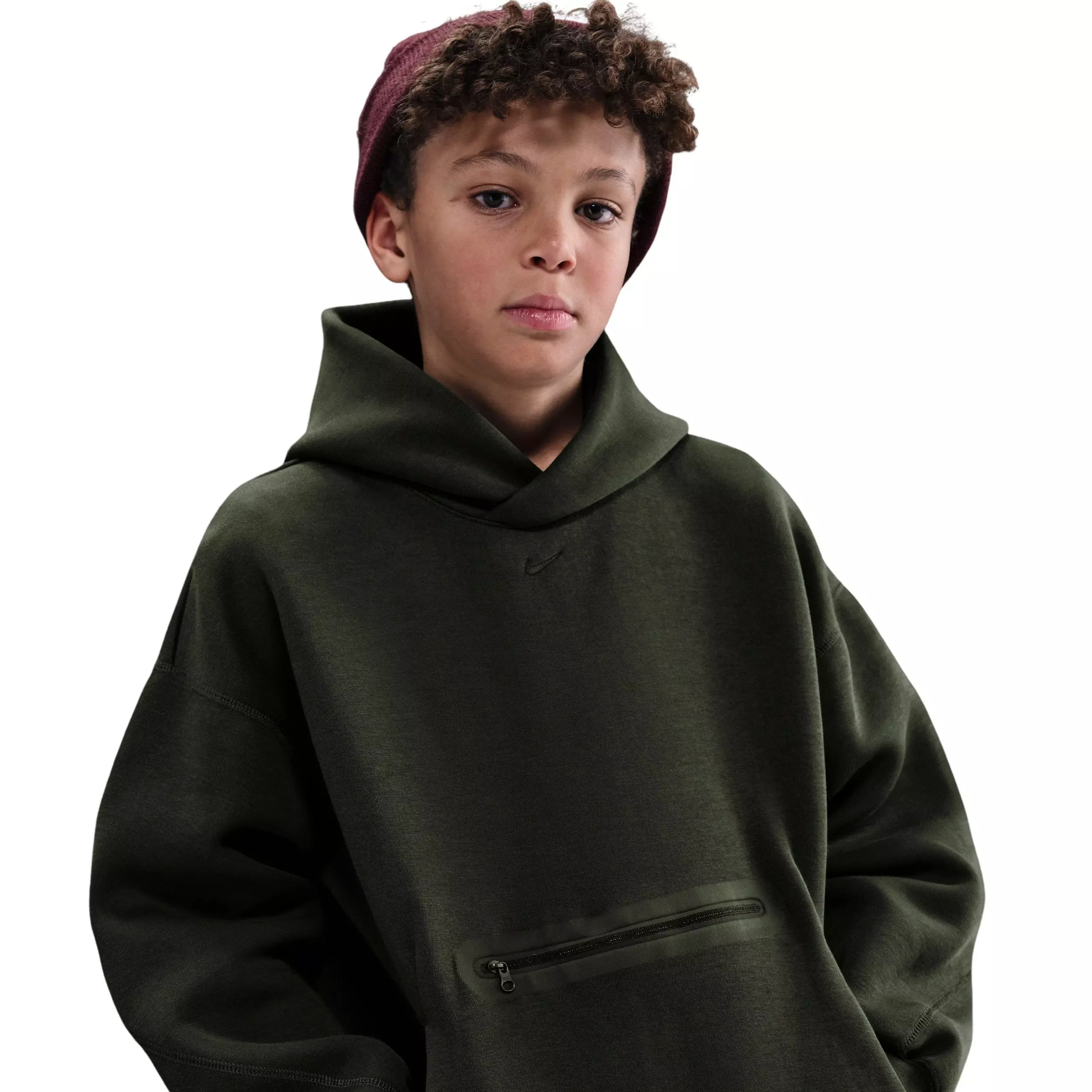 Nike Big Boys' Sportswear Tech Fleece Oversized Pullover Hoodie - Green - GREEN