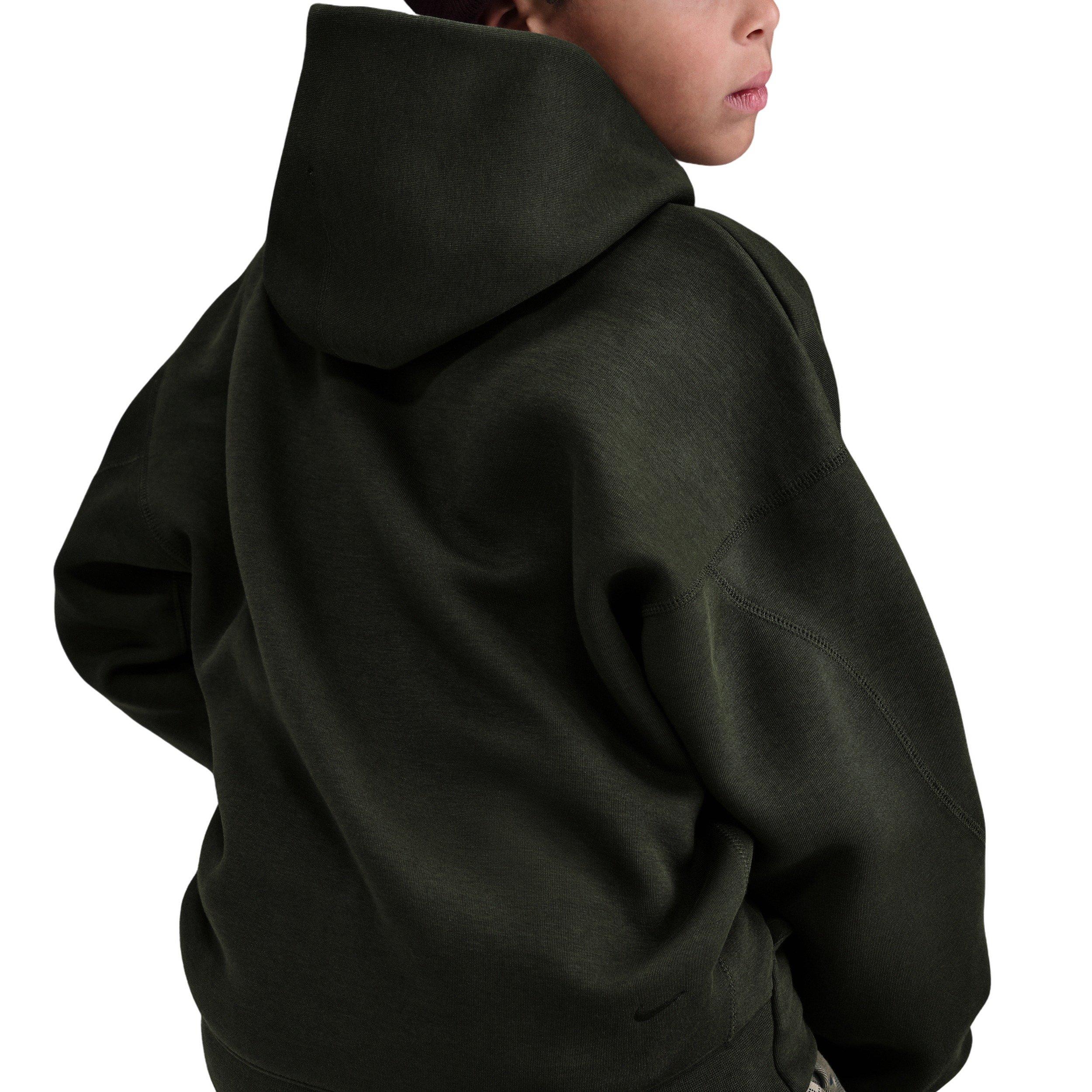 Nike Sportswear Tech Fleece Oversized Big Boys' Green Pullover Hoodie