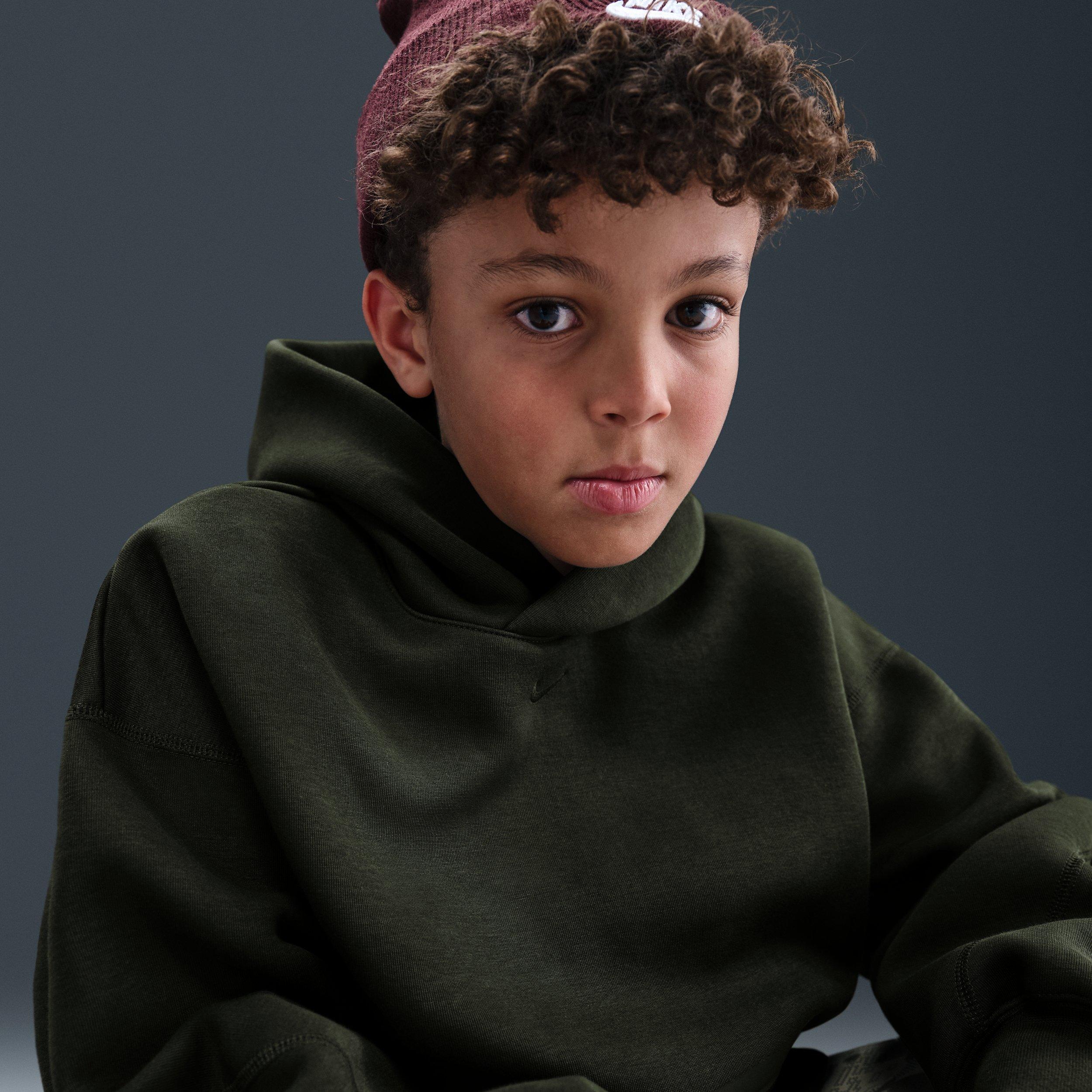 Nike Sportswear Tech Fleece Oversized Big Boys' Green Pullover Hoodie