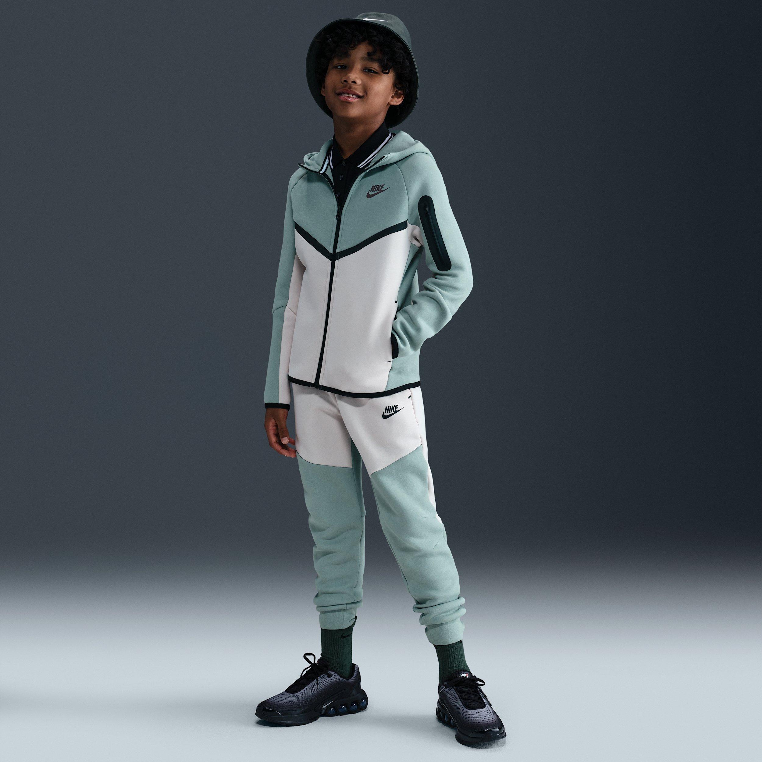 Nike Sportswear Tech Fleece Full-Zip Big Boys' Green/Grey Hooded Jacket