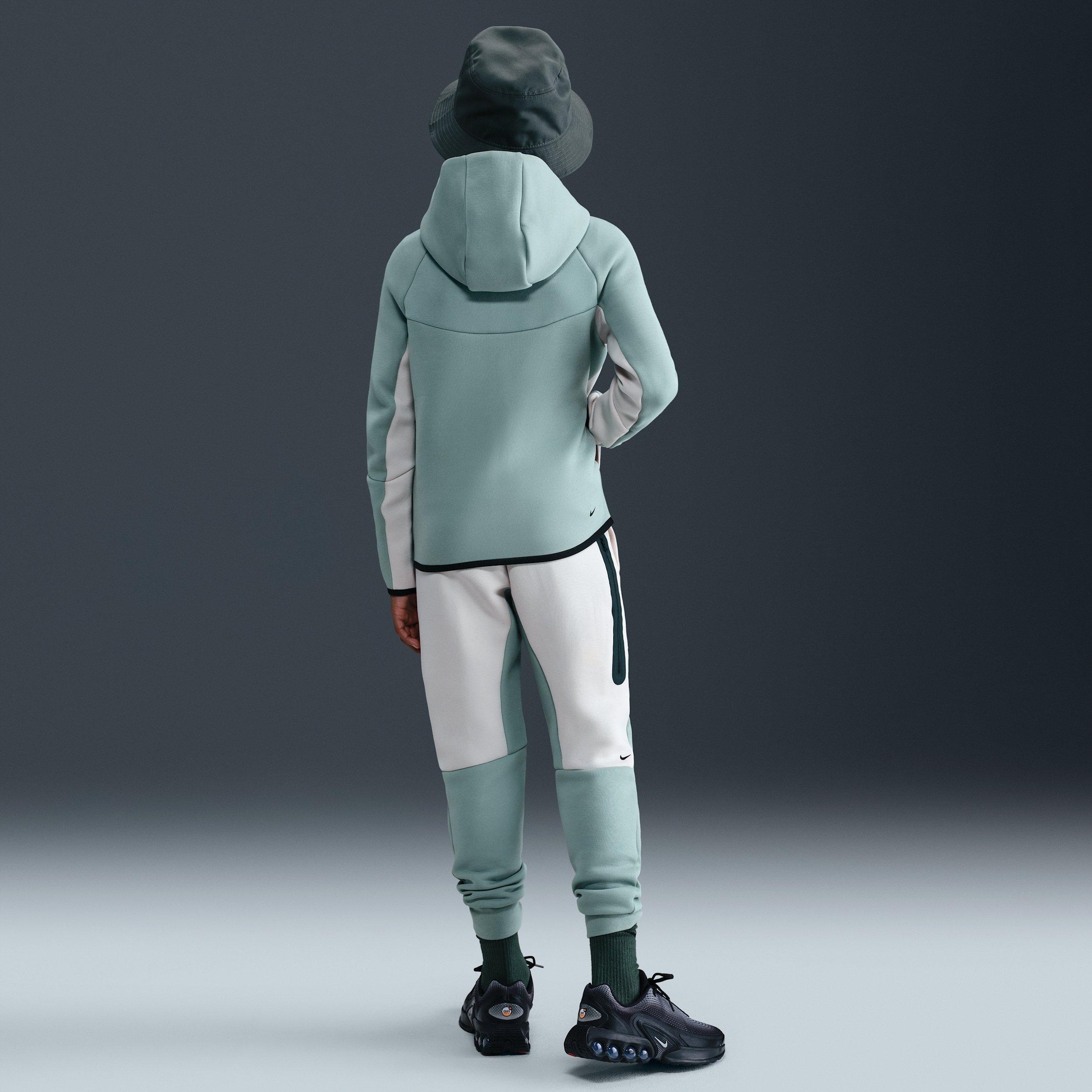Nike Sportswear Tech Fleece Full-Zip Big Boys' Green/Grey Hooded Jacket