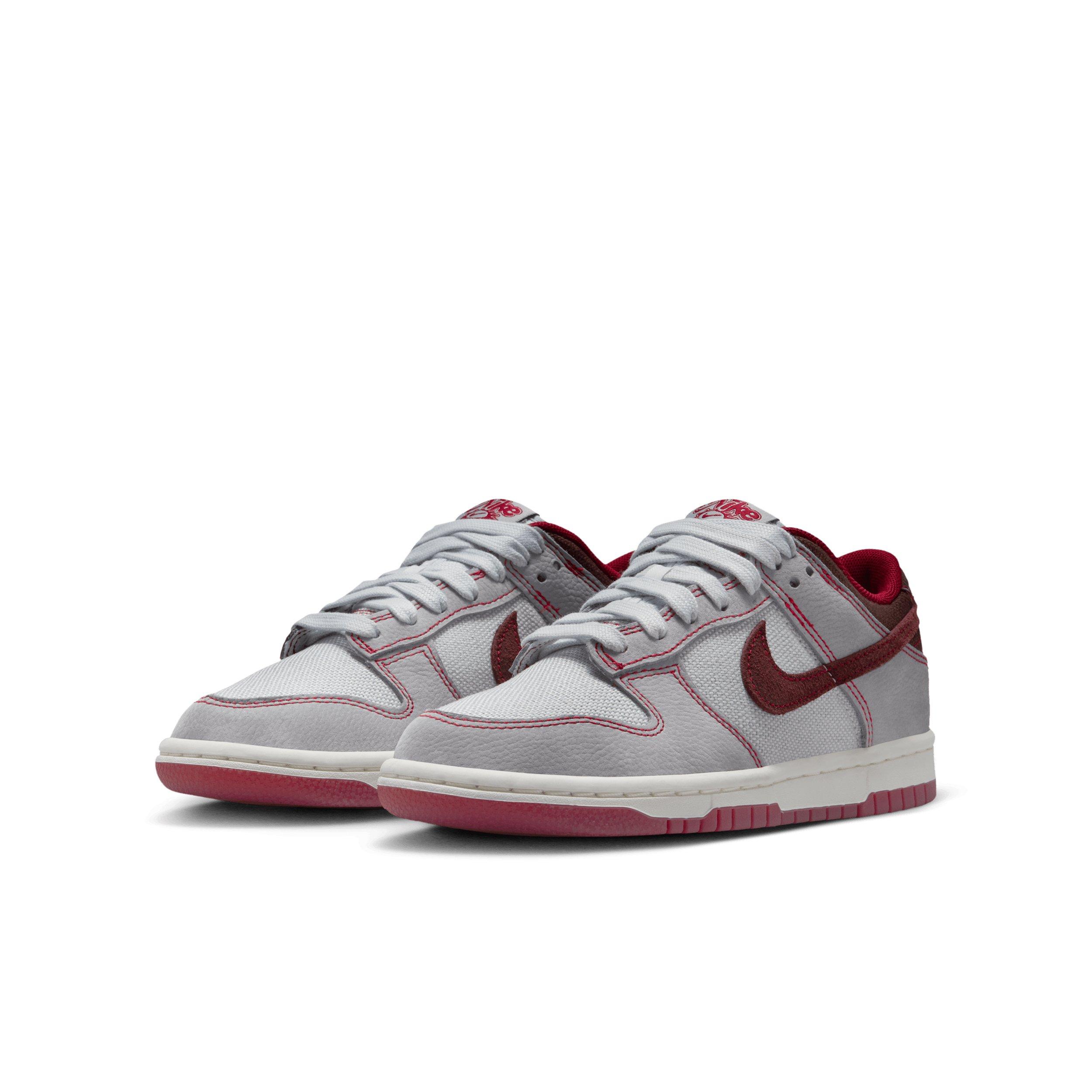 Nike Dunk Low LV8 1 "Pure Platinum/Wolf Grey/Team Red/Burgundy Crush" Grade School Boys' Shoe - PLATINUM/GREY/RED/BURGUNDY Thumbnail View 3