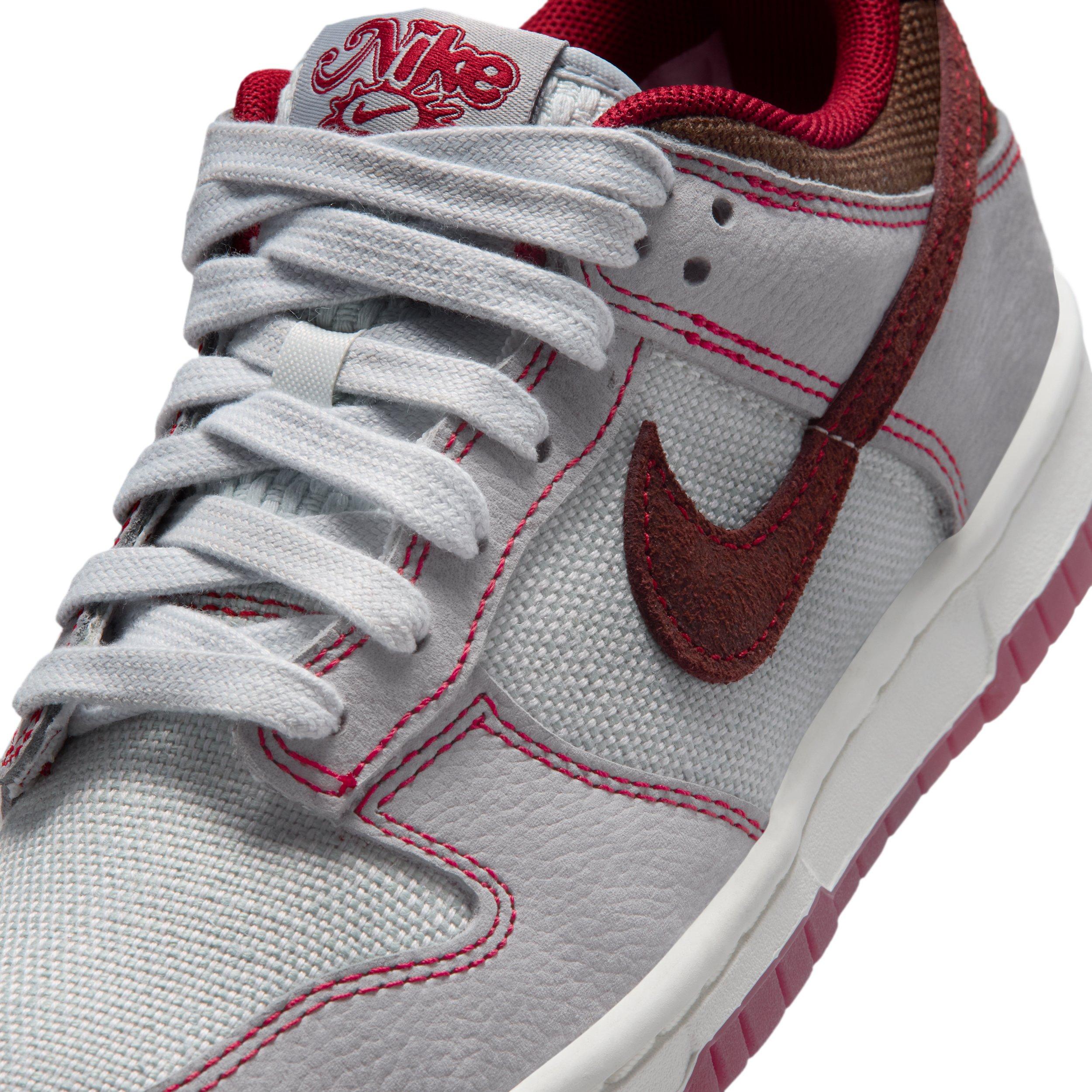 Nike Dunk Low LV8 1 "Pure Platinum/Wolf Grey/Team Red/Burgundy Crush" Grade School Boys' Shoe - PLATINUM/GREY/RED/BURGUNDY Thumbnail View 7