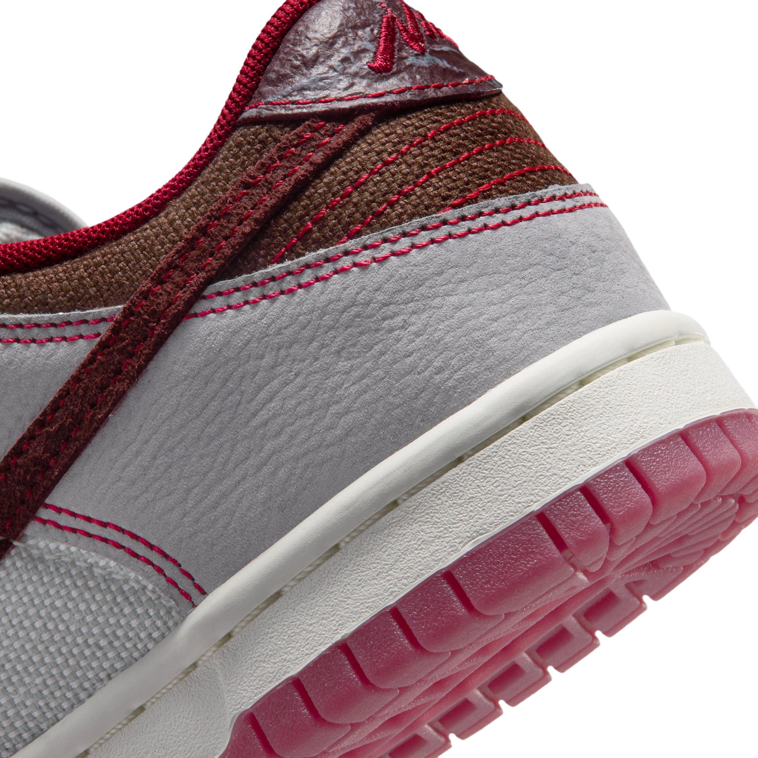 Nike Dunk Low LV8 1 "Pure Platinum/Wolf Grey/Team Red/Burgundy Crush" Grade School Boys' Shoe - PLATINUM/GREY/RED/BURGUNDY Thumbnail View 8