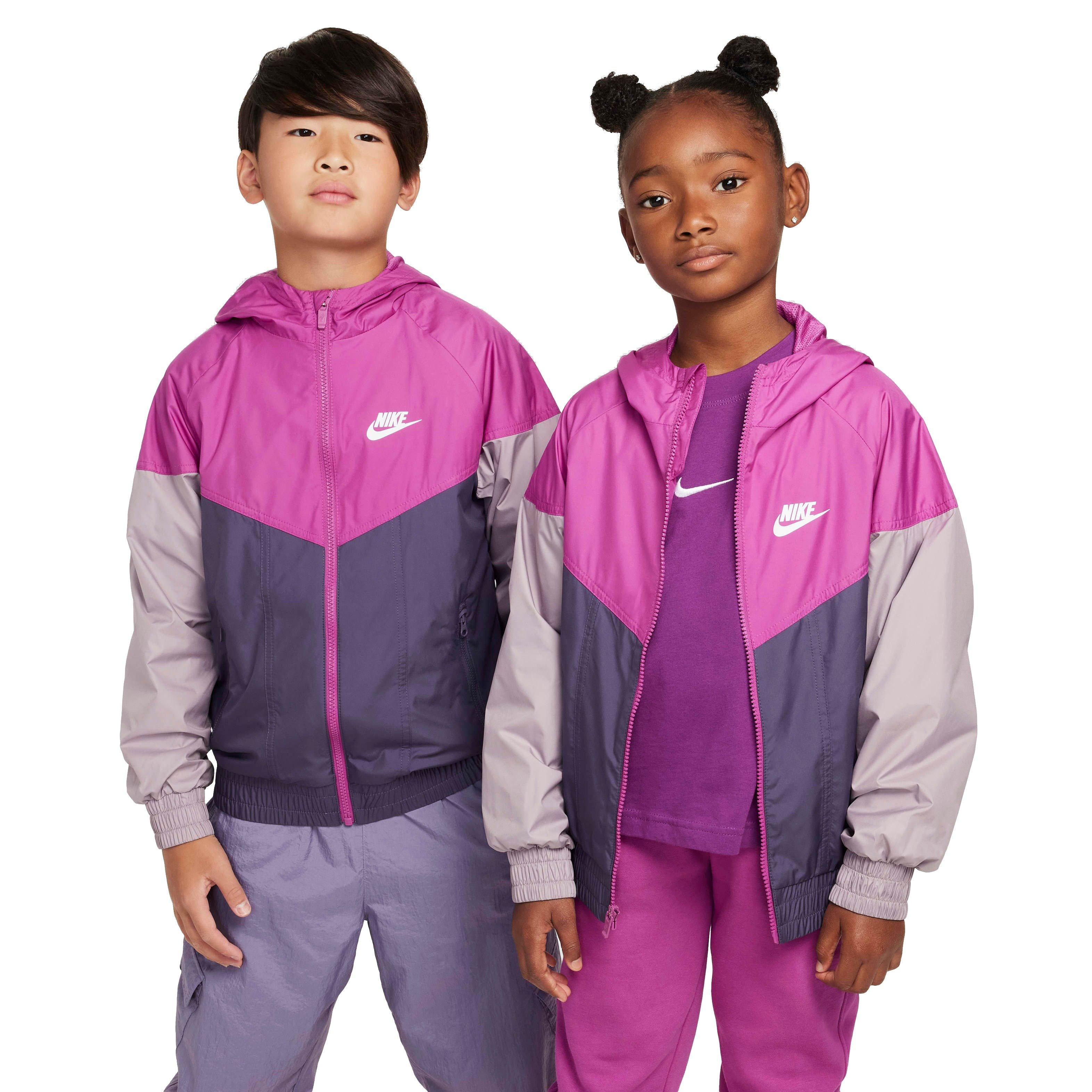 Nike Big Kids' Sportswear Windrunner Hooded Repel Jacket -Fuchsia/Purple/Violet - FUCHSIA/PURPLE/VIOLET Thumbnail View 1