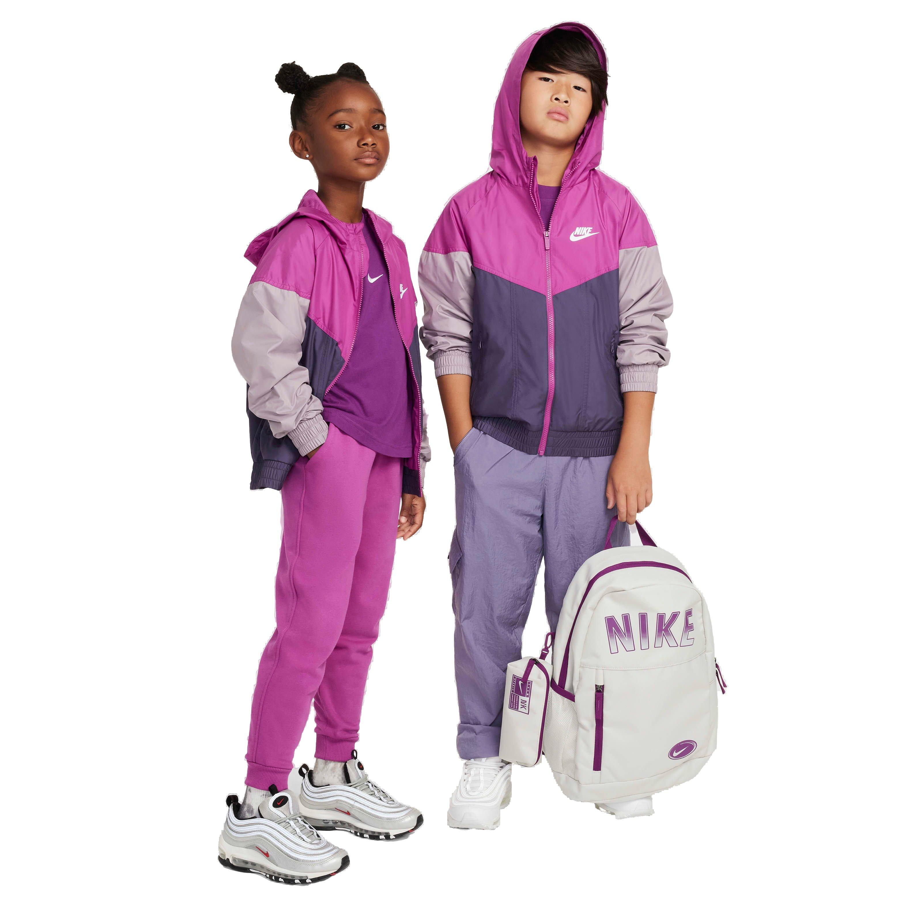 Nike Big Kids' Sportswear Windrunner Hooded Repel Jacket -Fuchsia/Purple/Violet - FUCHSIA/PURPLE/VIOLET Thumbnail View 6