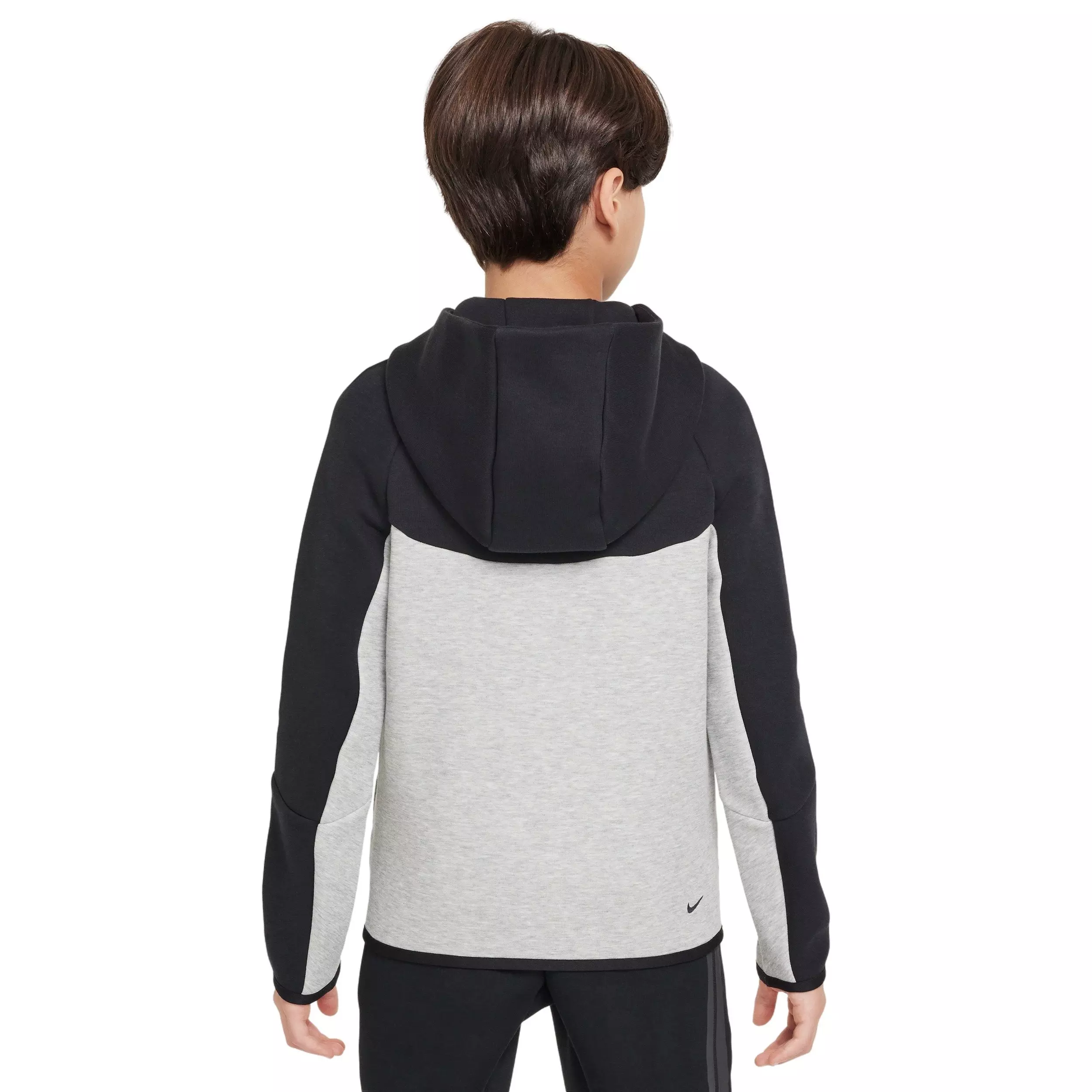 Nike Big Boys' Sportswear Tech Fleece Full-Zip Hooded Jacket - Grey/Black - GREY/BLACK