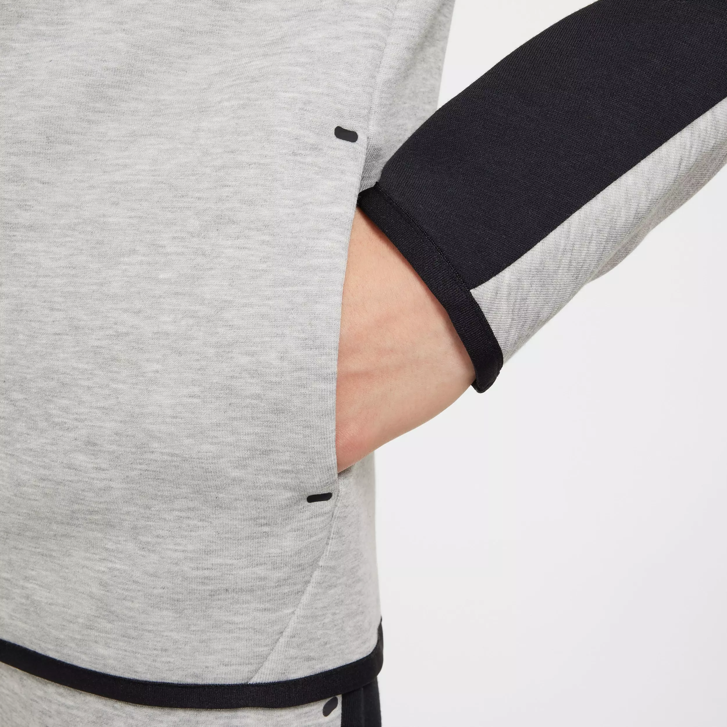 Nike Big Boys' Sportswear Tech Fleece Full-Zip Hooded Jacket - Grey/Black - GREY/BLACK