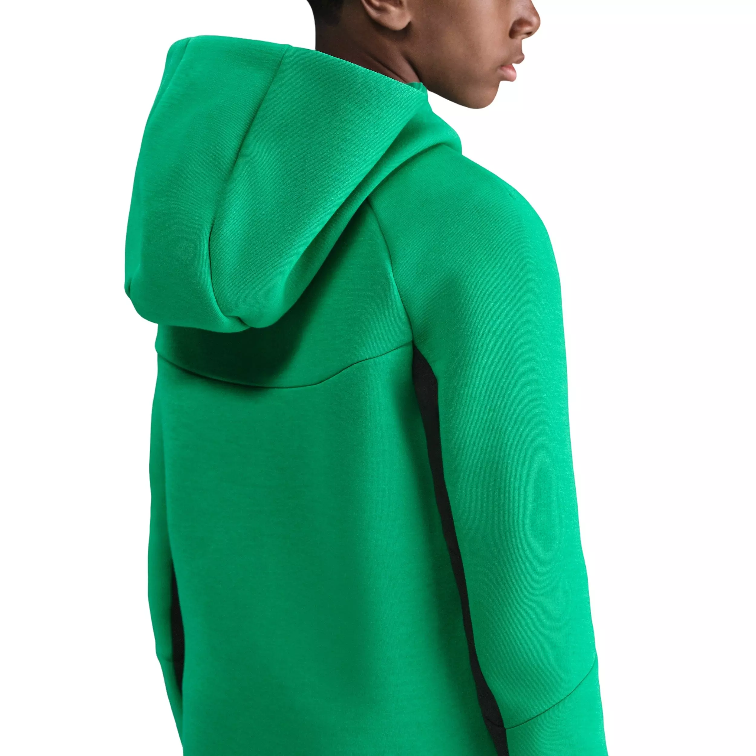Nike Big Boys' Sportswear Tech Fleece Full-Zip Hooded Jacket - Green/Black - GREEN/BLACK