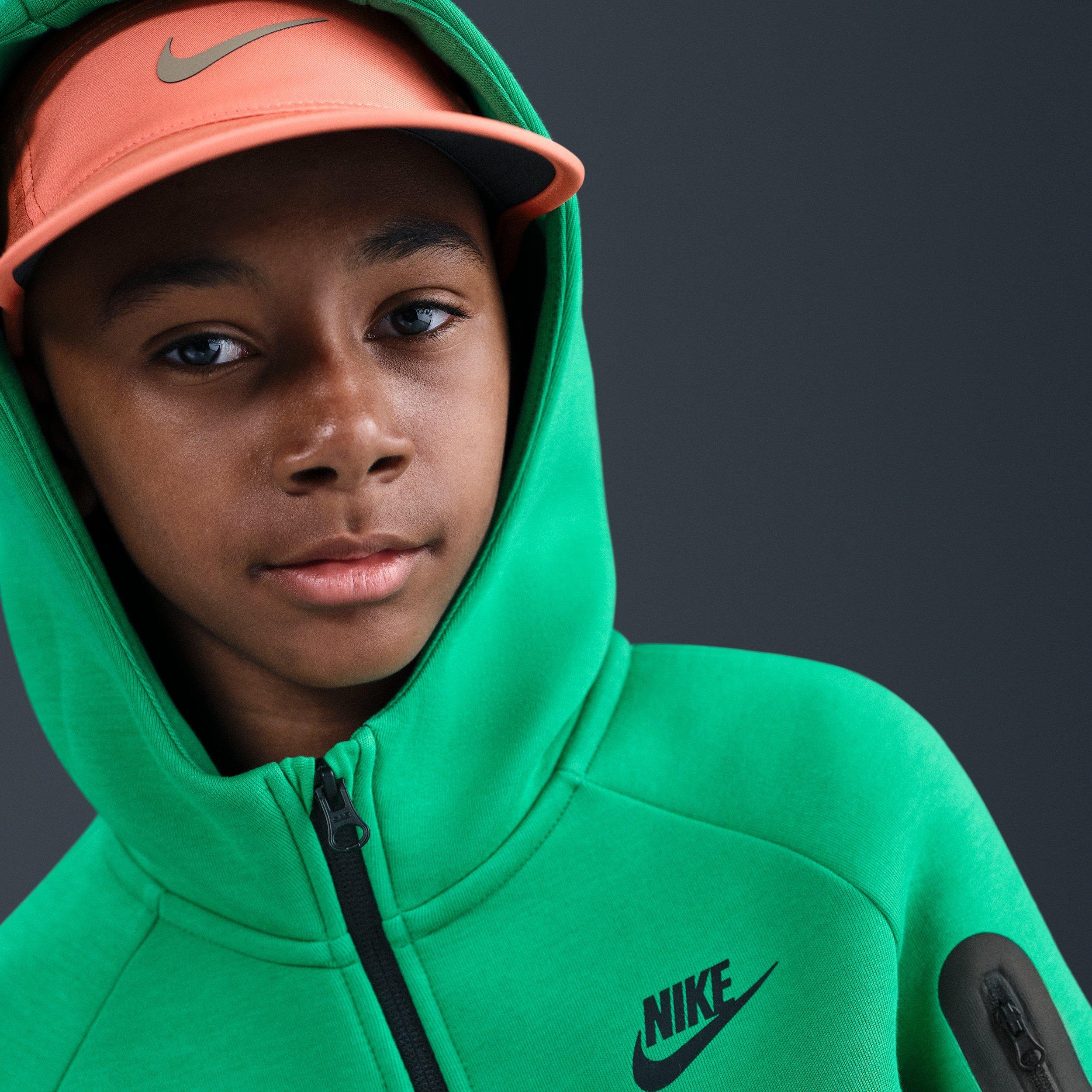 Nike Sportswear Tech Fleece Full-Zip Big Boys' Green/Black Hooded Jacket