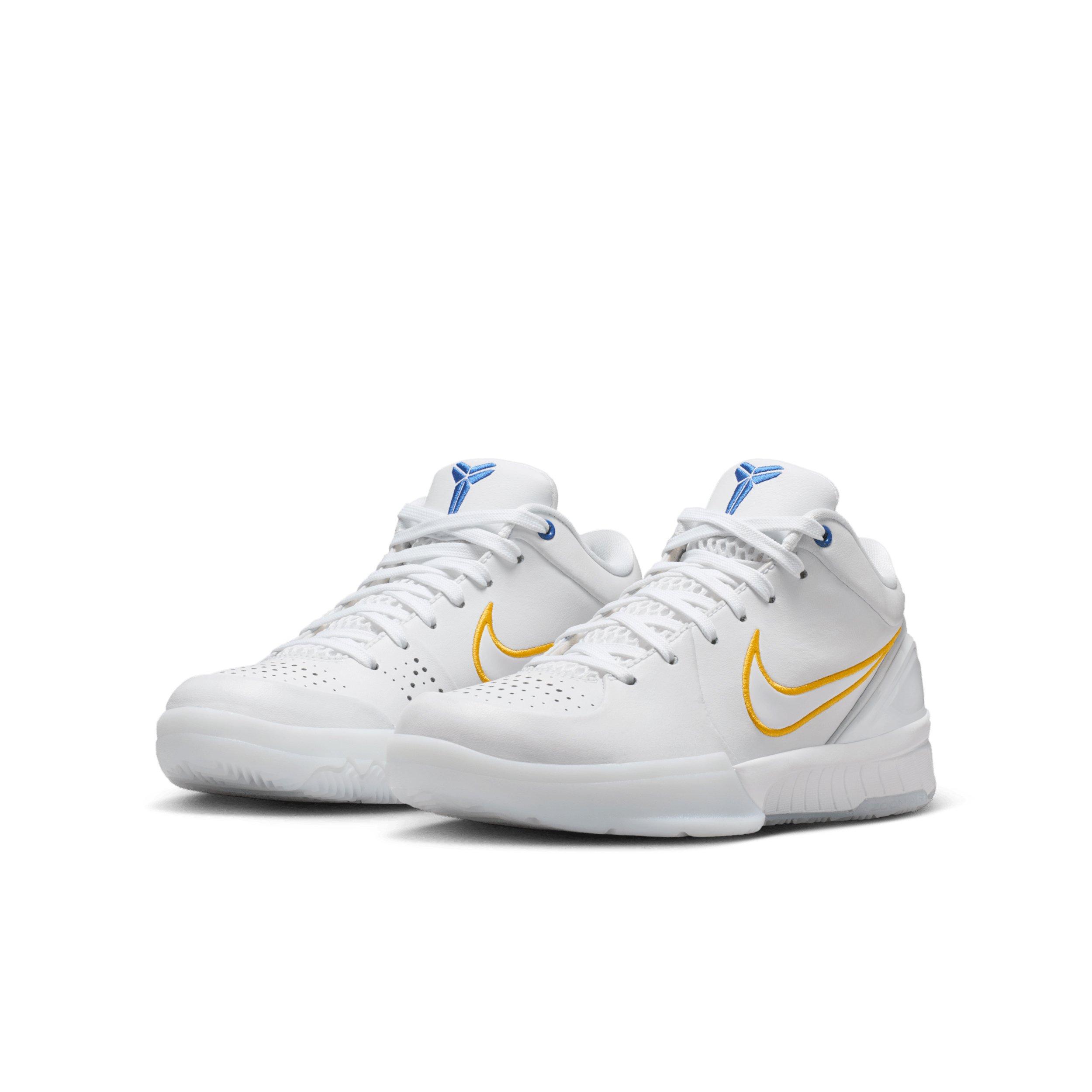 Nike Kobe IV "White" Grade School Kids' Basketball Shoe - WHITE Thumbnail View 4