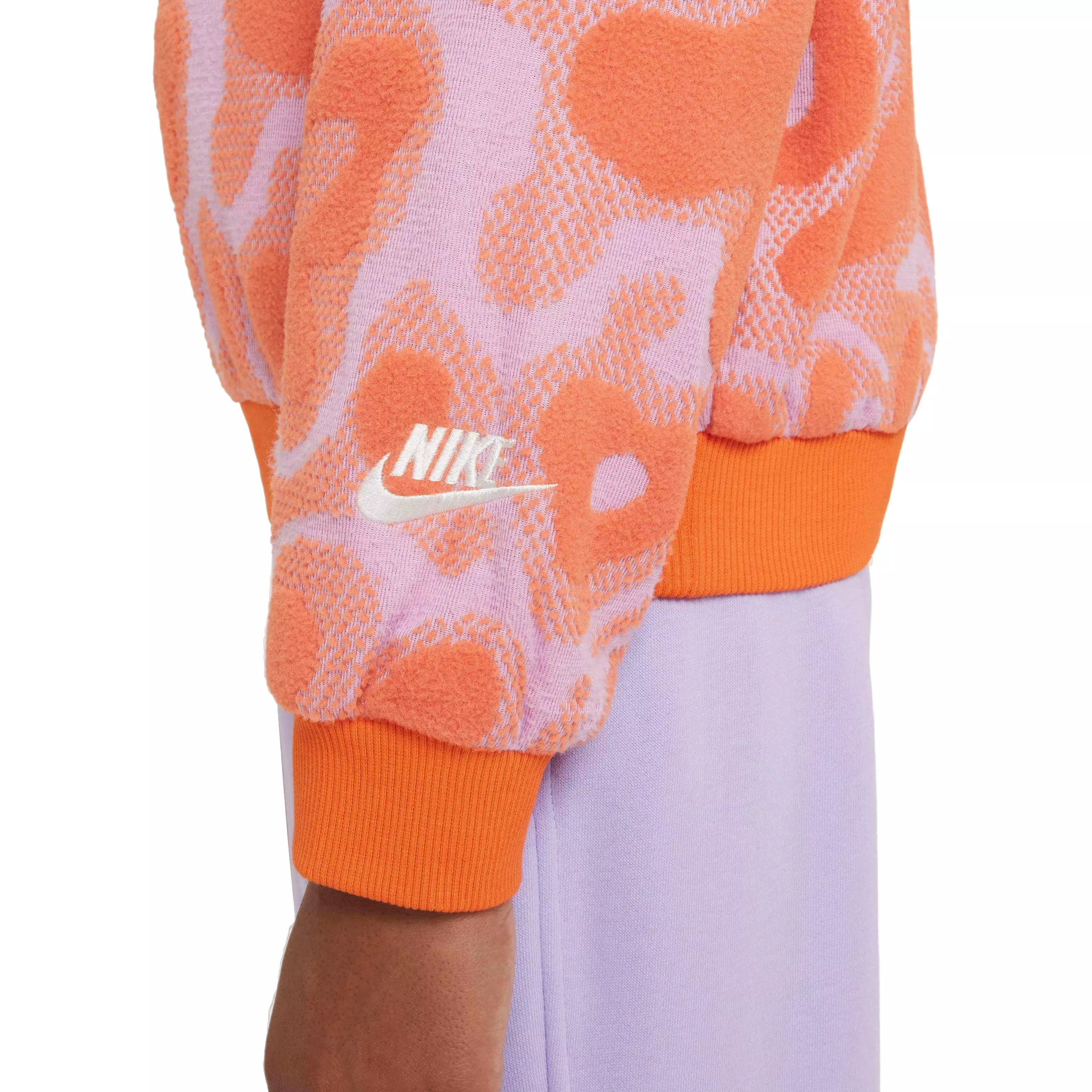 Nike Big Kids' Sportswear Oversized Fleece Crew-Neck Sweatshirt - PINK