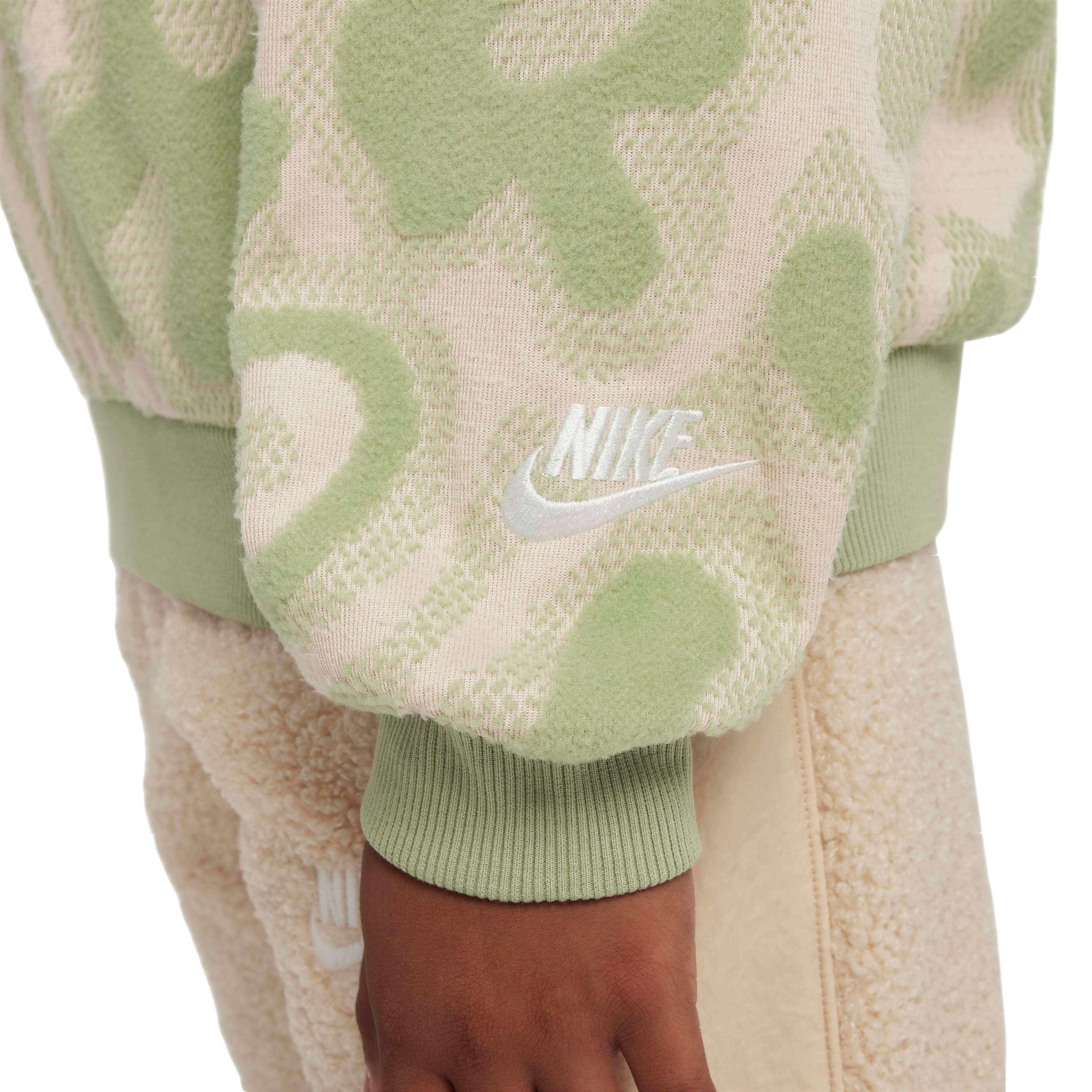 Nike Big Kids' Sportswear Oversized Fleece Crew-Neck Sweatshirt - GREEN Thumbnail View 4